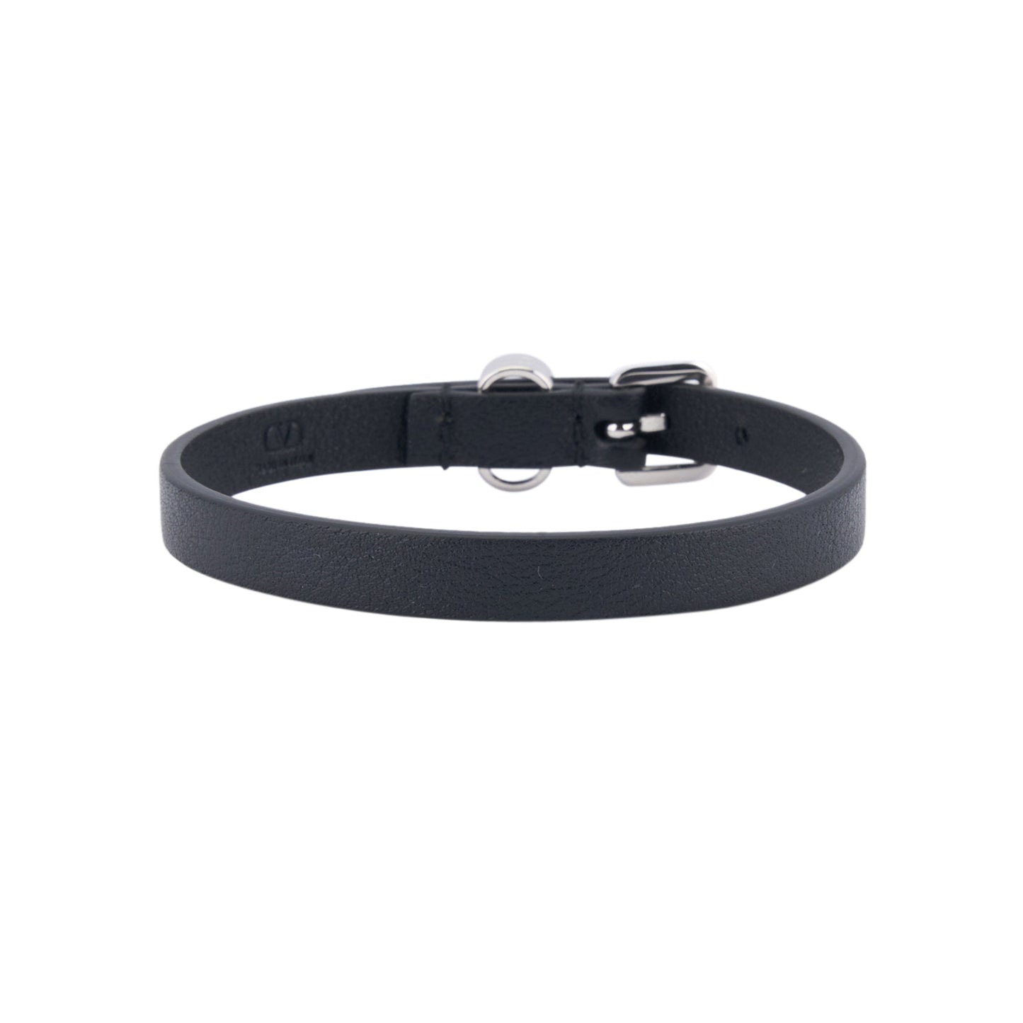 LEATHER BRACELET (logo 15mm) | OVALETTE | BOX CALF S./PALLADIUM LOGO / 0NO:NERO