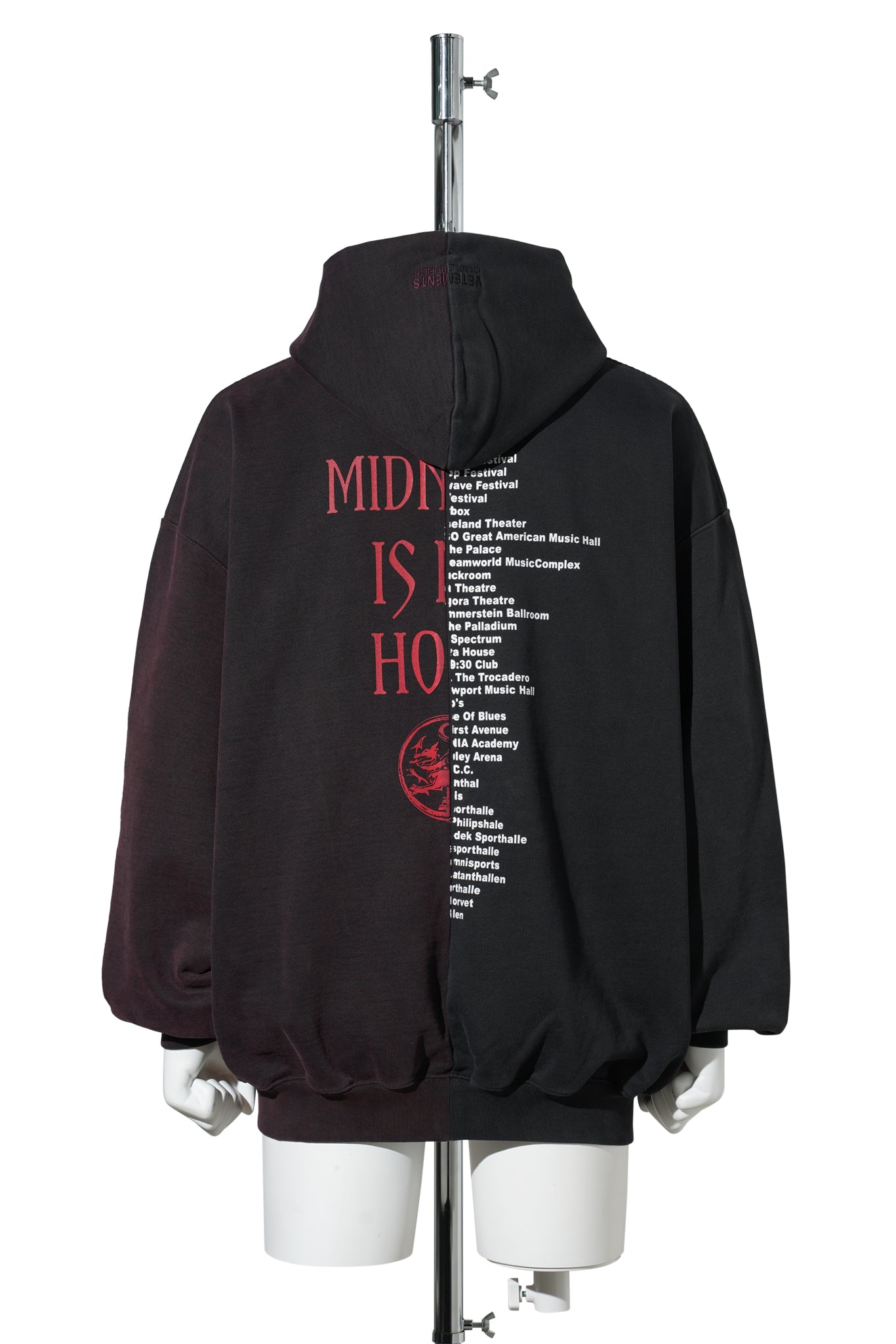 COF CUT-UP OVERSIZED ZIP-UP HOODIE / BLACK/RED