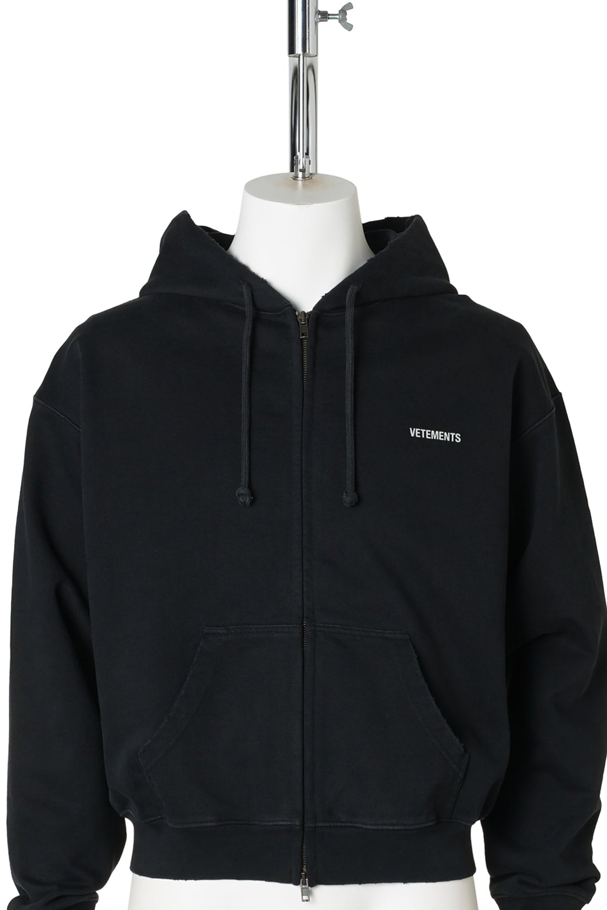 CLASSIC LOGO FITTED ZIP-UP HOODIE / WASHED BLACK