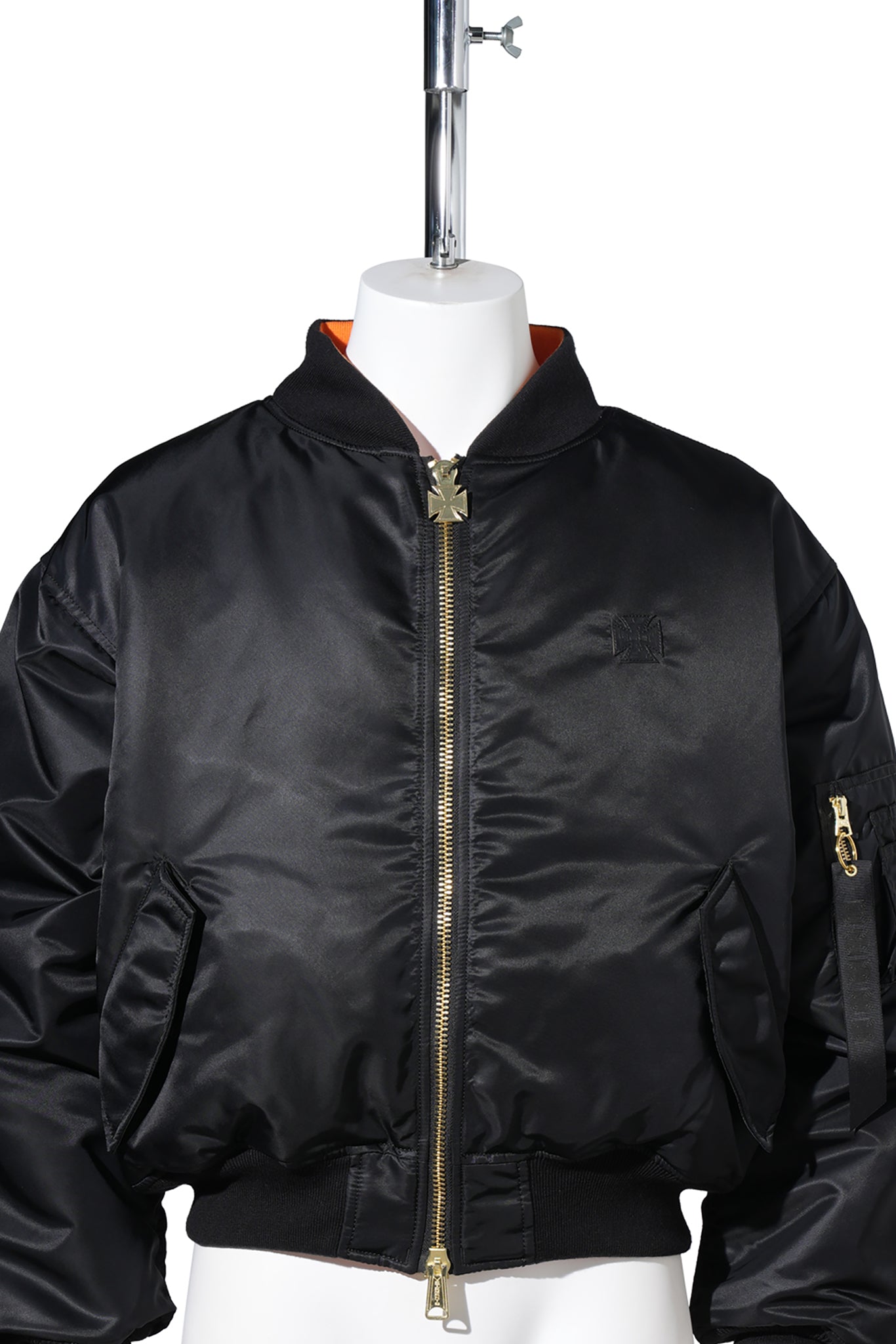 LEATHER CROSSES BOMBER JACKET / BLACK