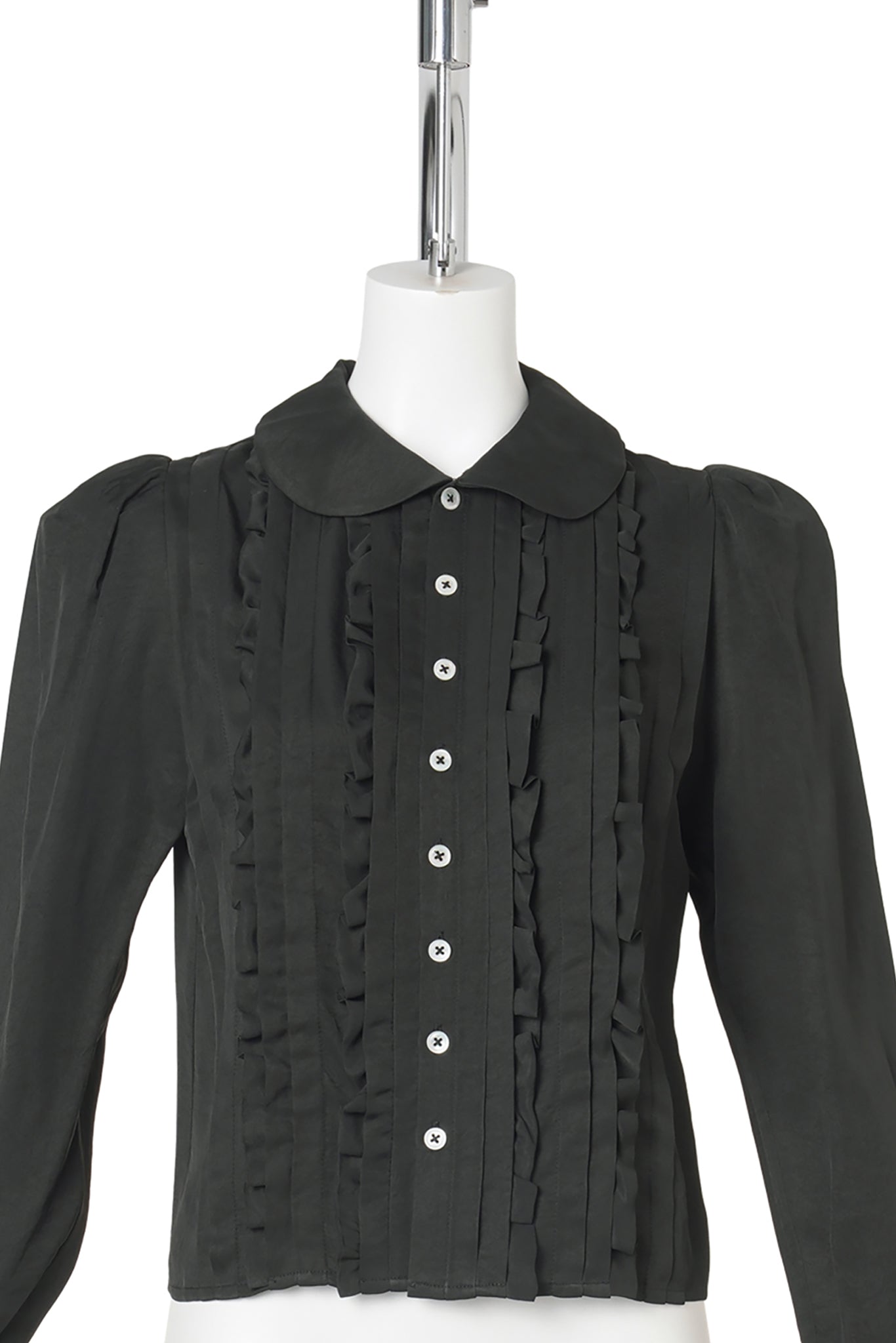 PLIS VOLANT BLOUSE / BLACK