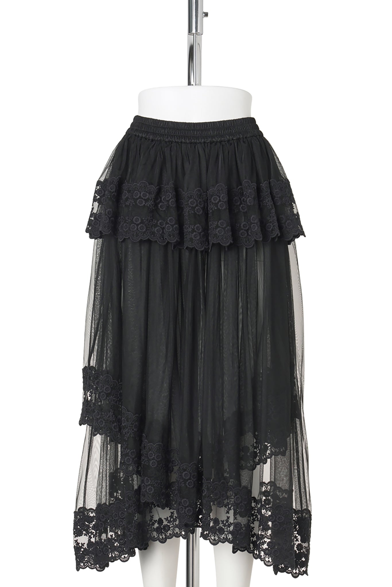 DENTELLE TAPE TULLE SKIRT / BLACK