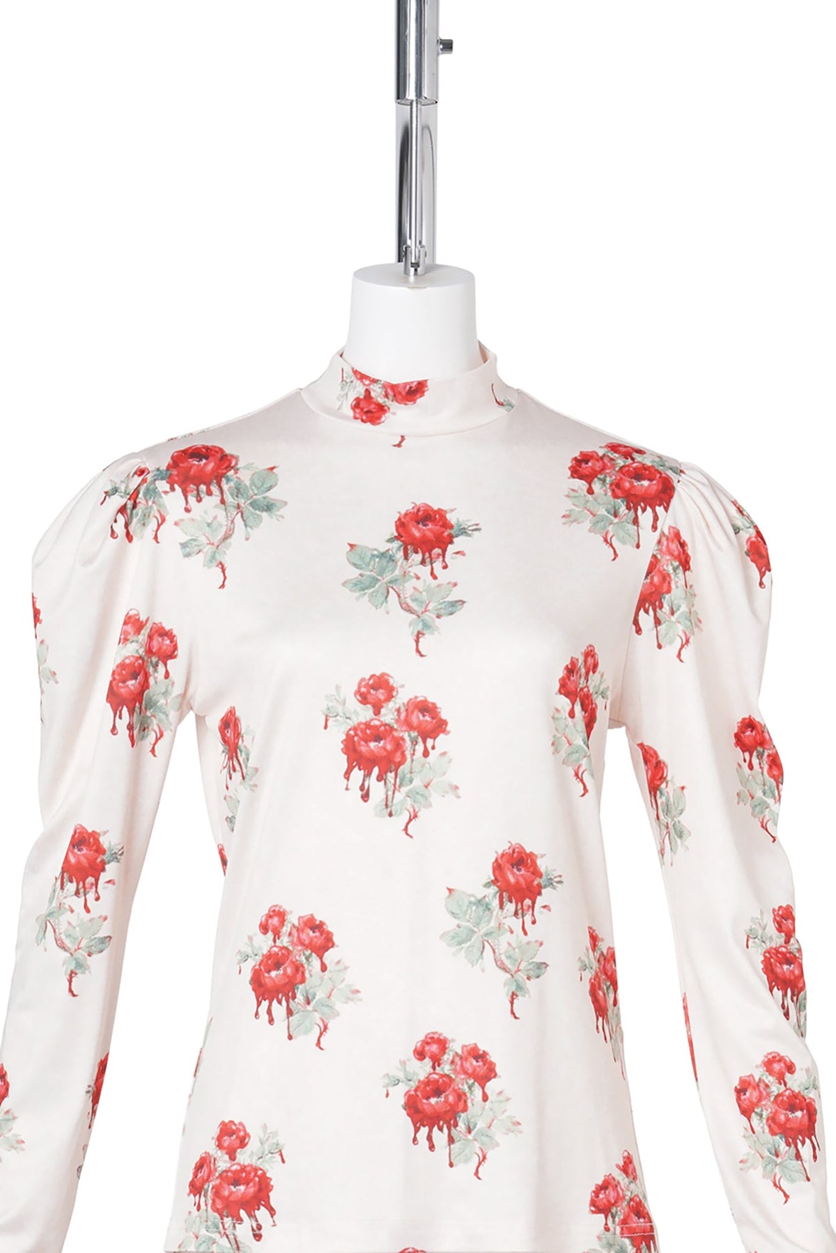 PRINTED PUFF TOP / ROSE
