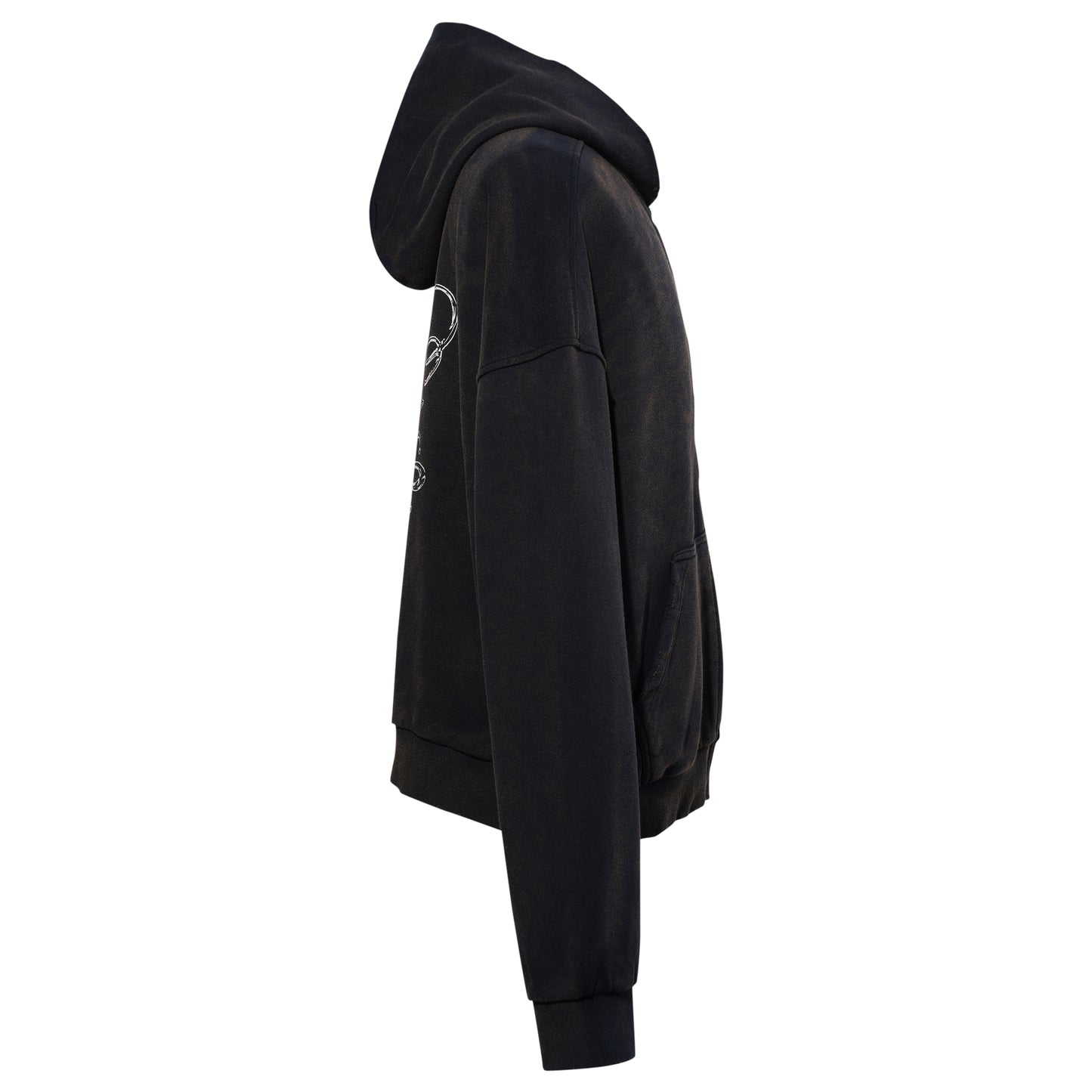 GOTHIC LOGO PRINTED HOODIE ZIP-UP / NAVY