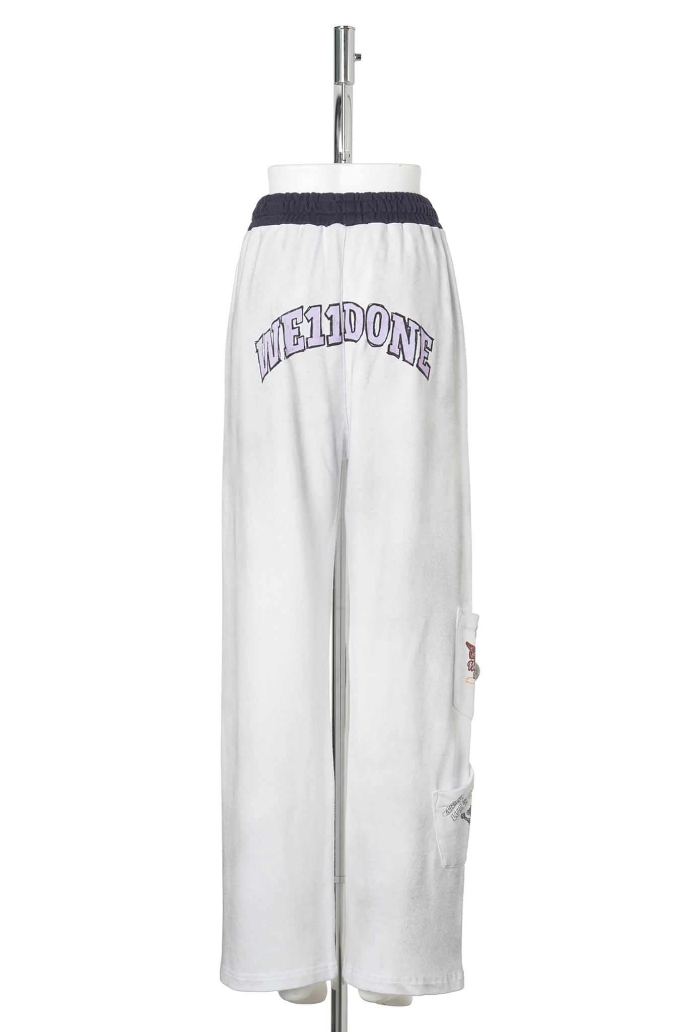 WHITE WASHED DOODLE TEDDY SWEATPANTS / WHITE