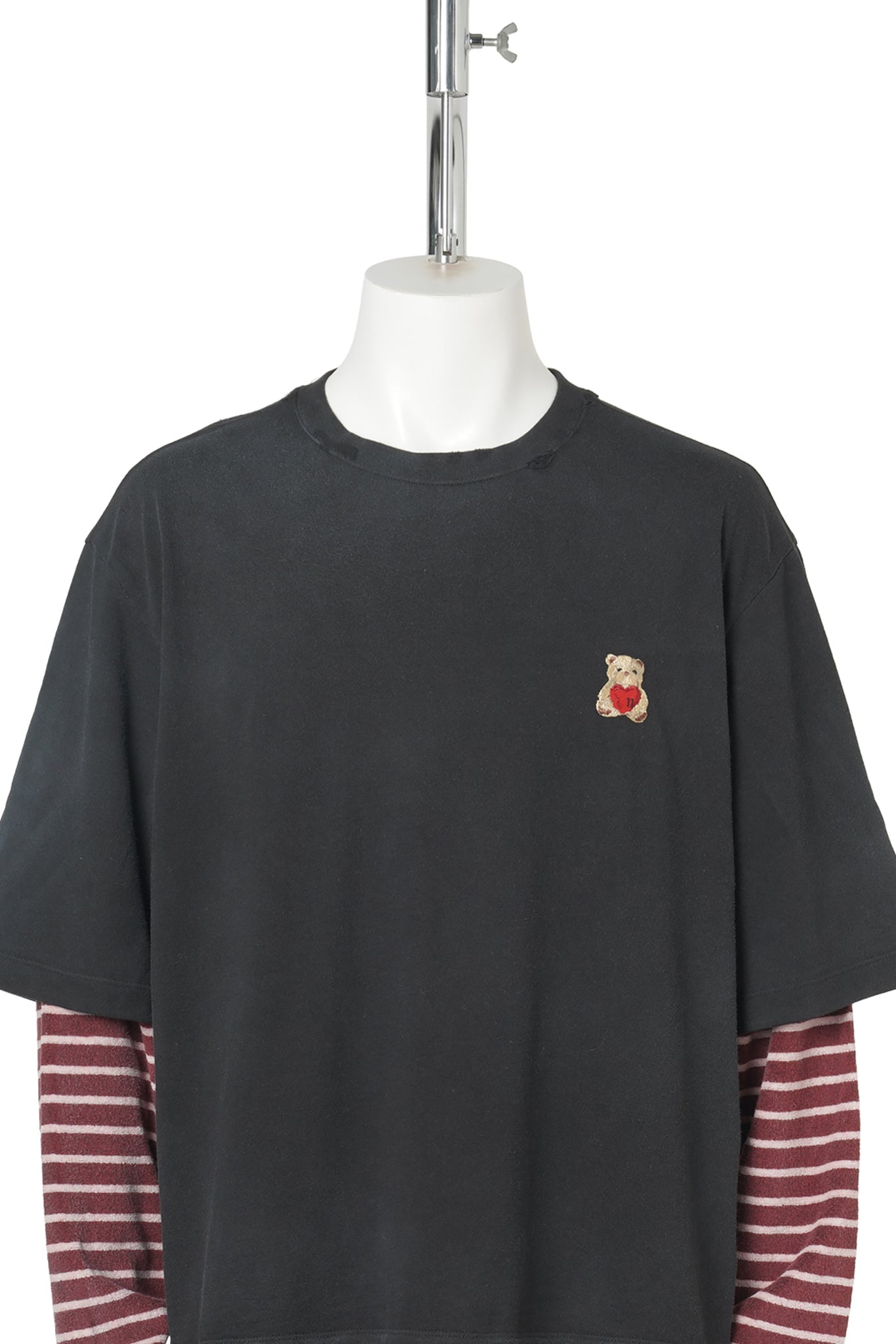BLACK LAYERED STRIPED LONG-SLEEVED T-SHIRT / BLACK