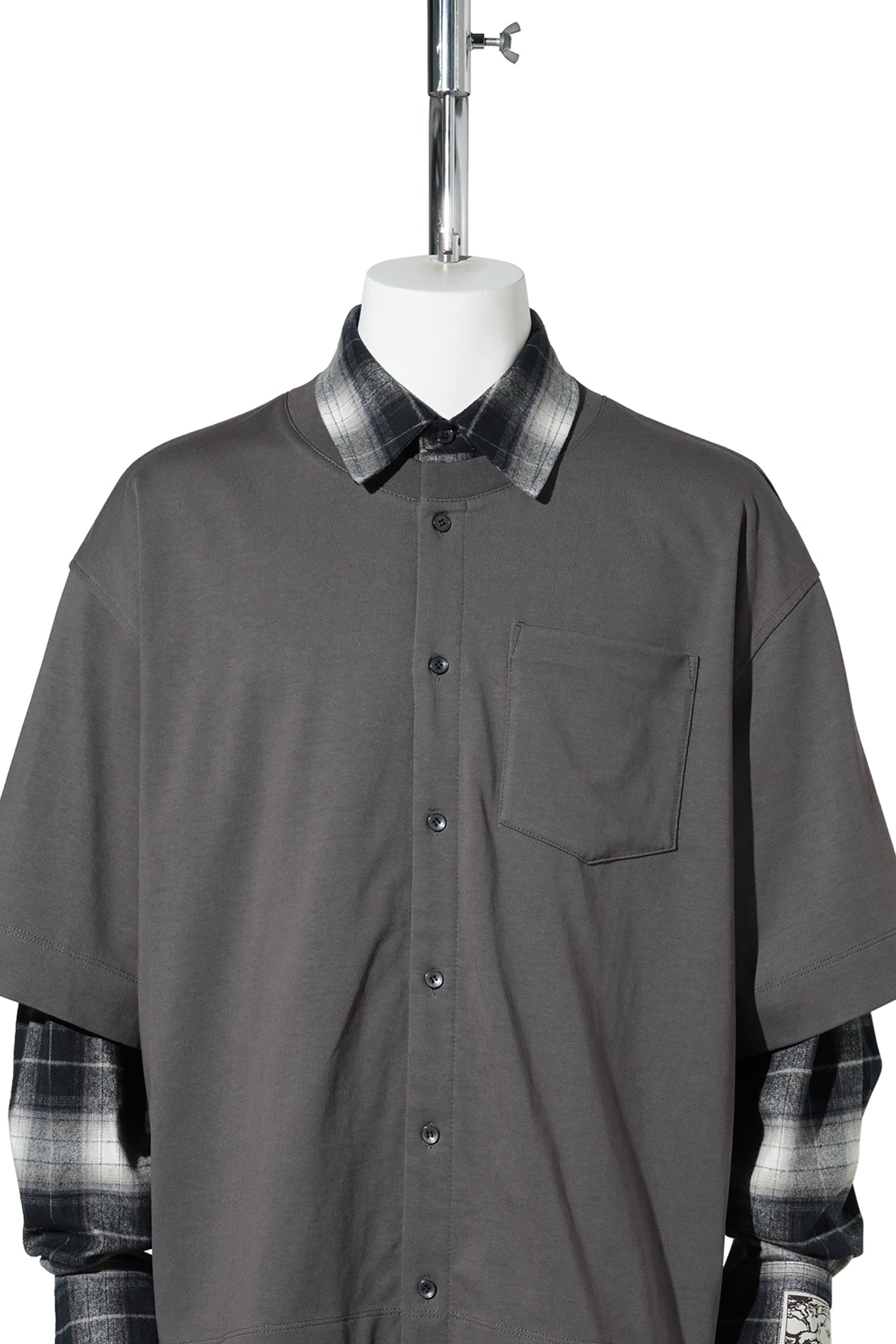 CHARCOAL CHECK LAYERED SHIRT / CHARCOAL