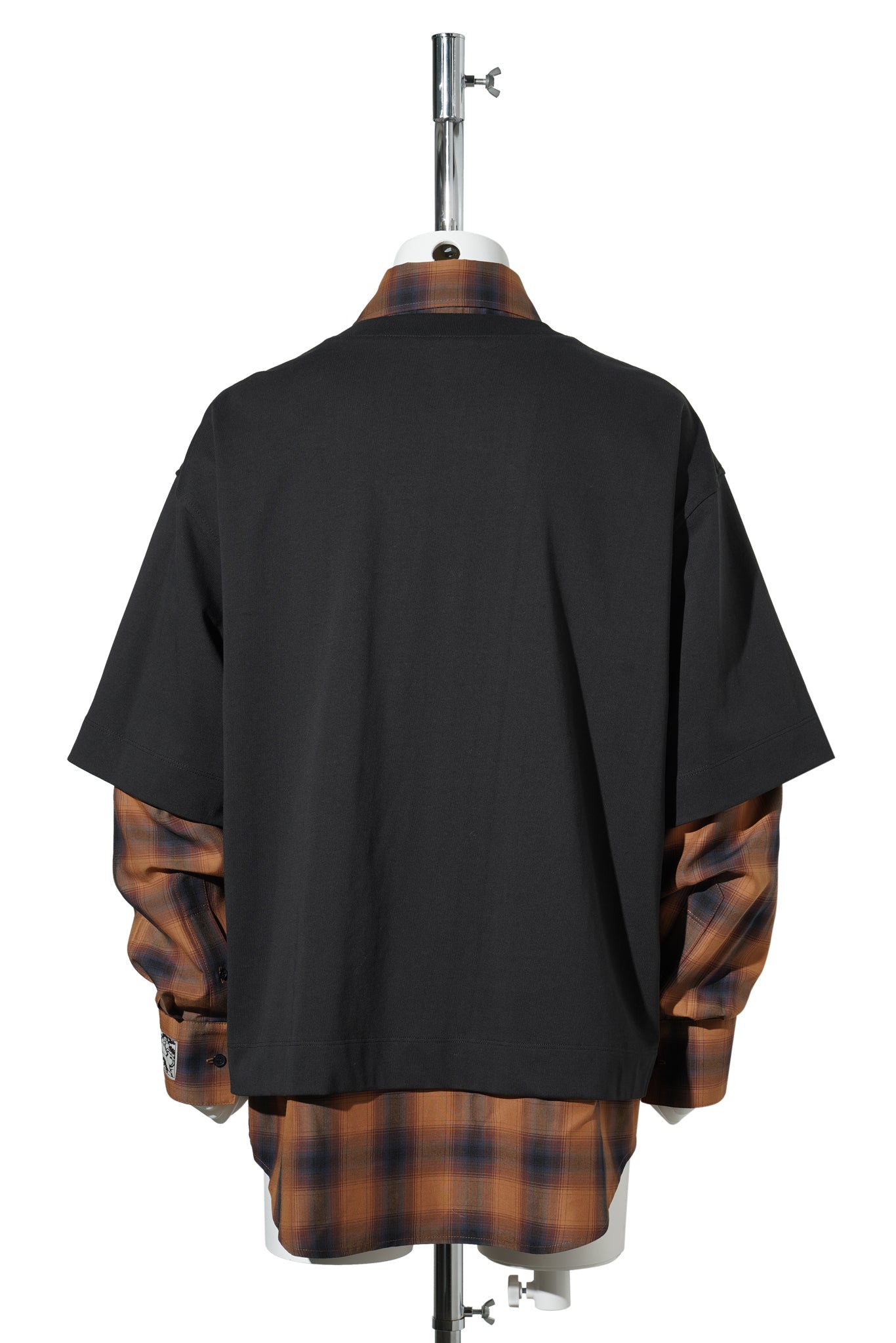 BLACK FLANNEL CHECK LAYERED SHIRT / BLACK