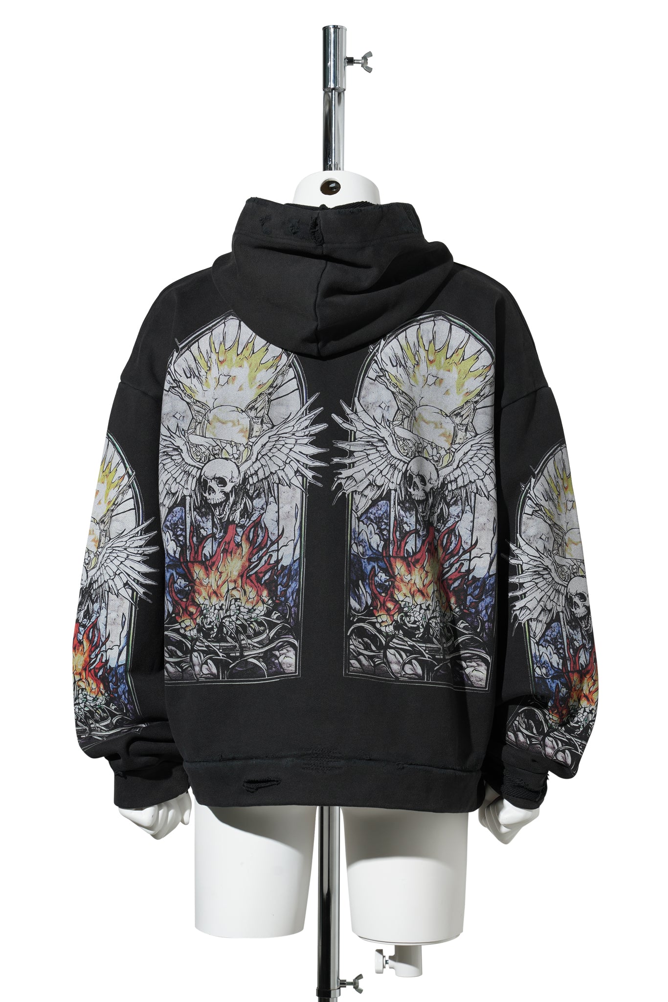 SKULL HOODED PULLOVER / COAL/MULTI