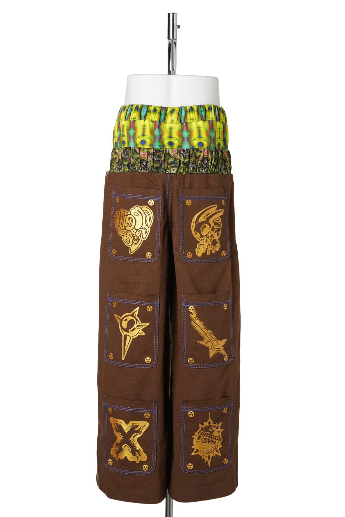 DOUBLE WAISTBAND PRINTED LOOSE-FIT SWEATPANTS / YELLOW