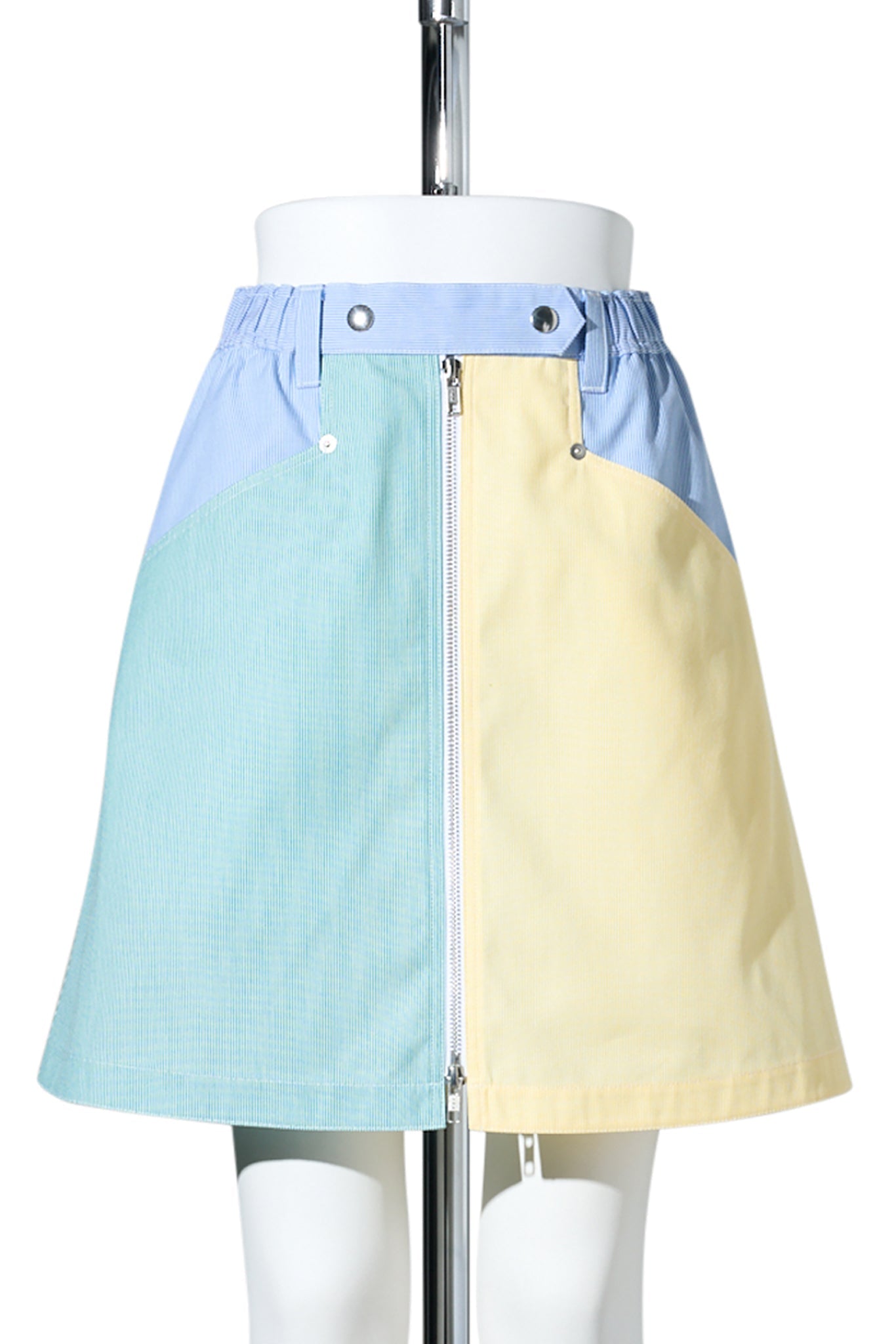 PACTHWORK SKIRT / YELLOW GREEN/BLUE