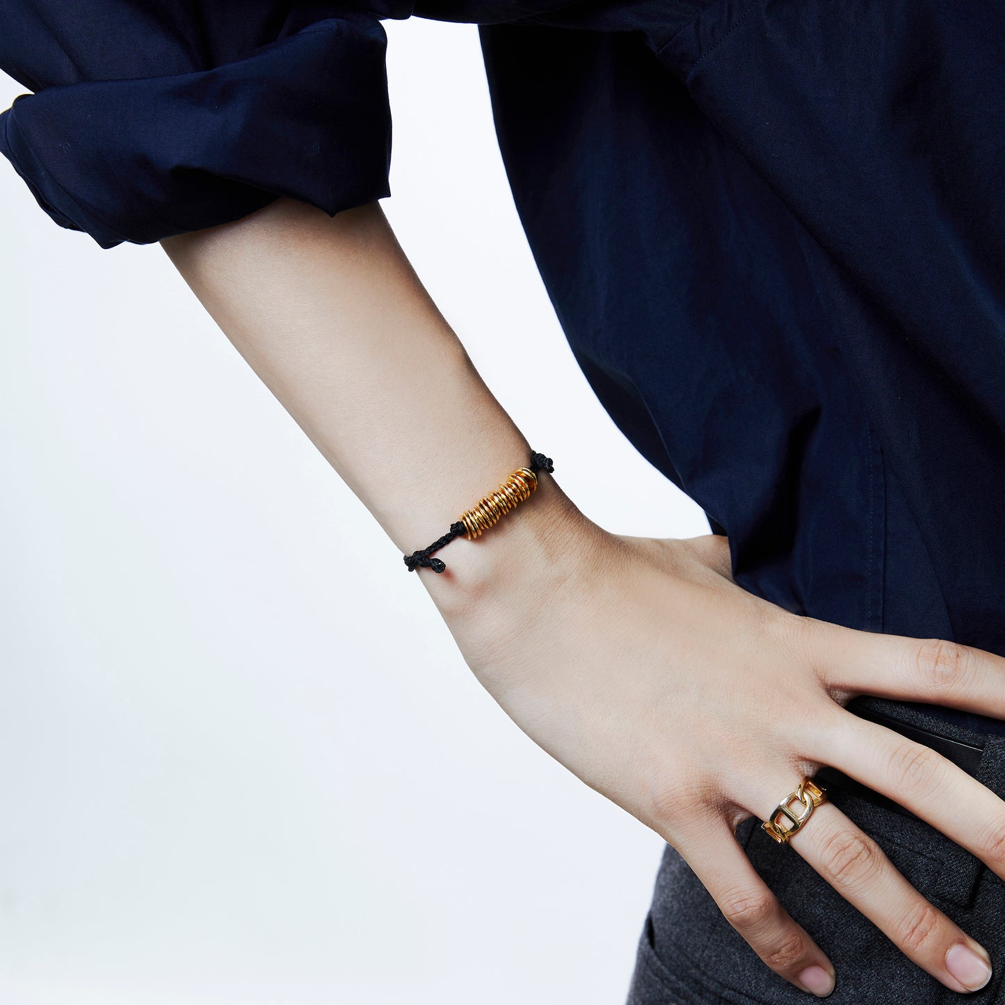 PIECE LINK SILK CODE BRACELET -GOLD- / GOLD