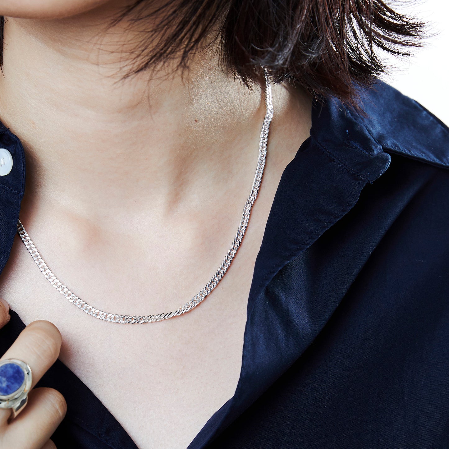 FLAT LINK NECKLACE -DOUBLE- / SILVER