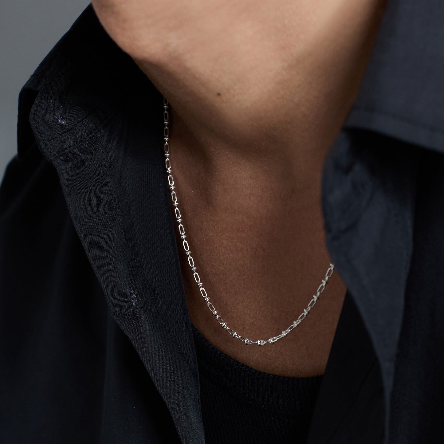 OVAL SOLID LINK NECKLACE -2MM- / SILVER