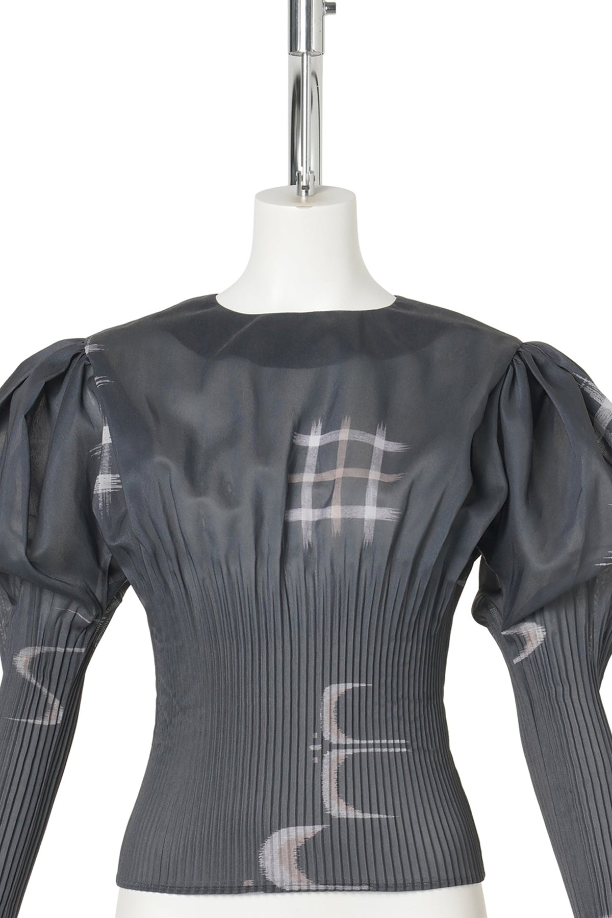 PUFF SLEEVED PLEATS TOP (PRINT) / BLACK