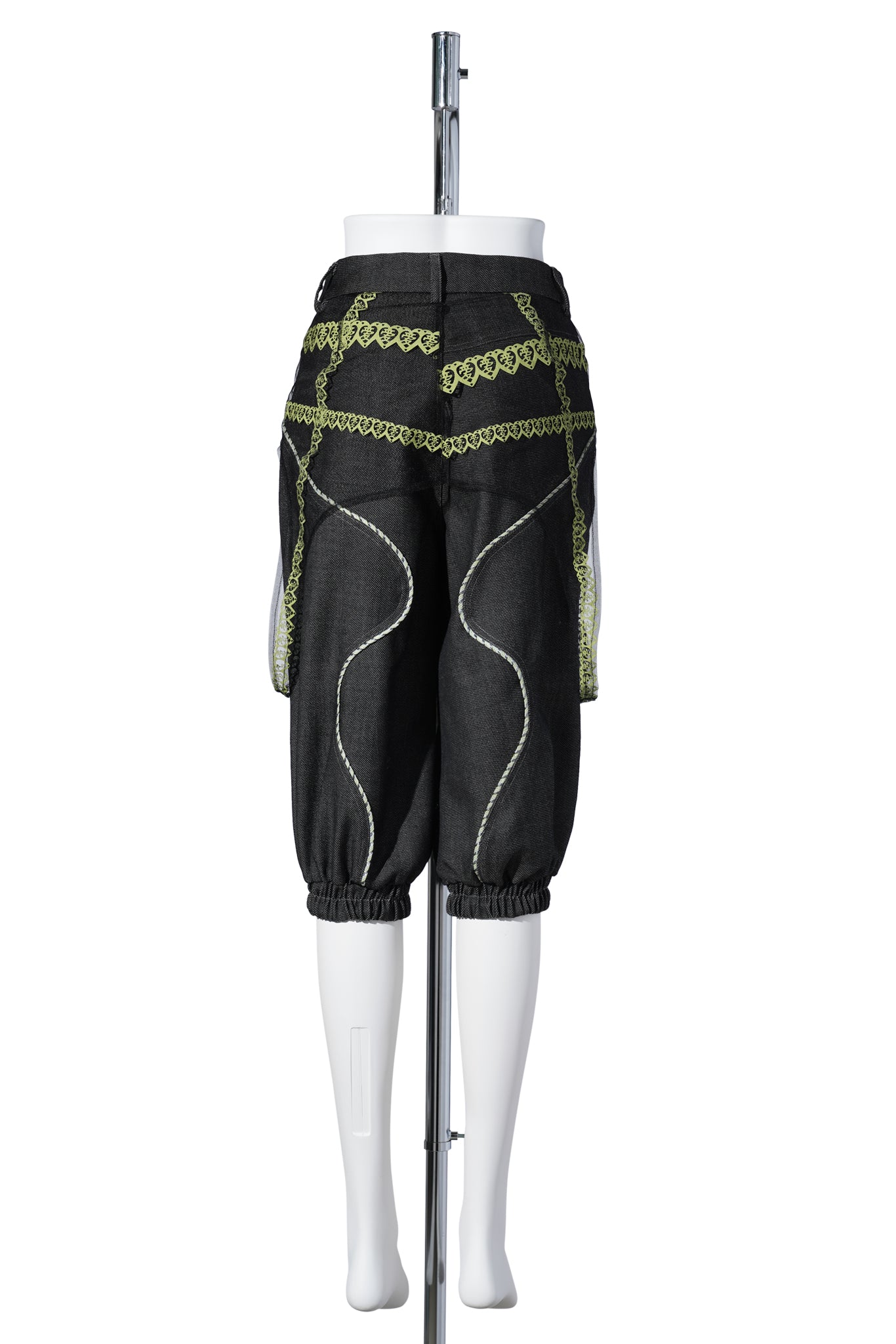 LASER LOVE CAPRIS WITH MESH OVERLAY / BLACK/YELLOW -GREEN