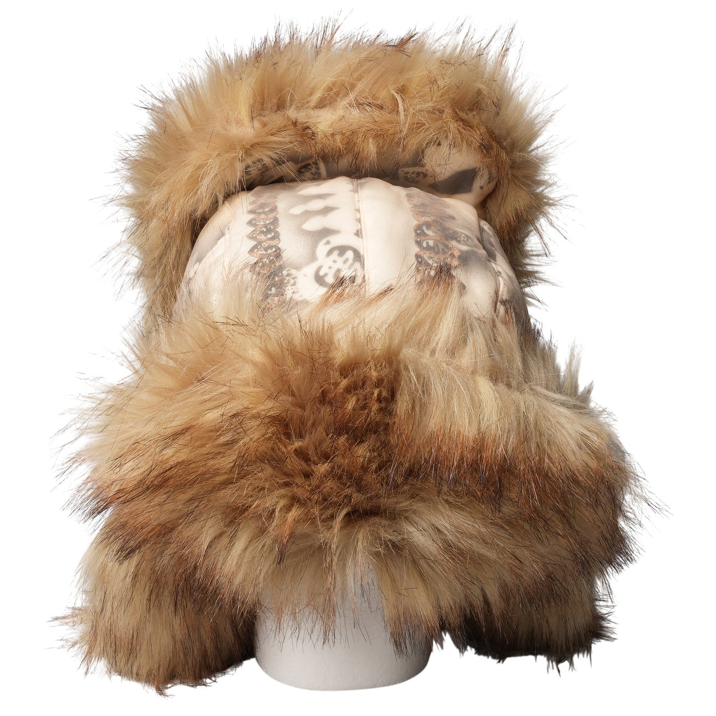 FELINE AIRBRUSH USHANKA / BEIGE/BLACK