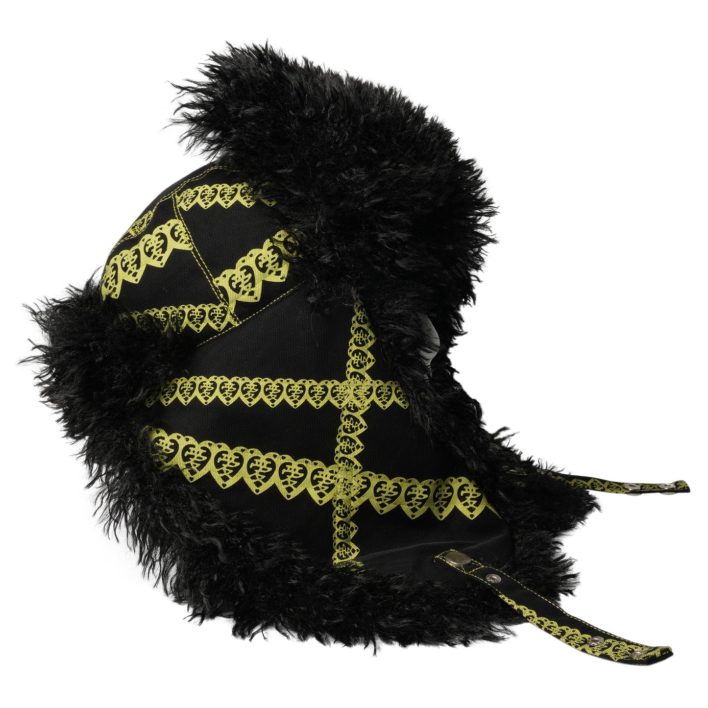 FELINE LASER LOVE USHANKA / BLACK/YELLOW-GREEN