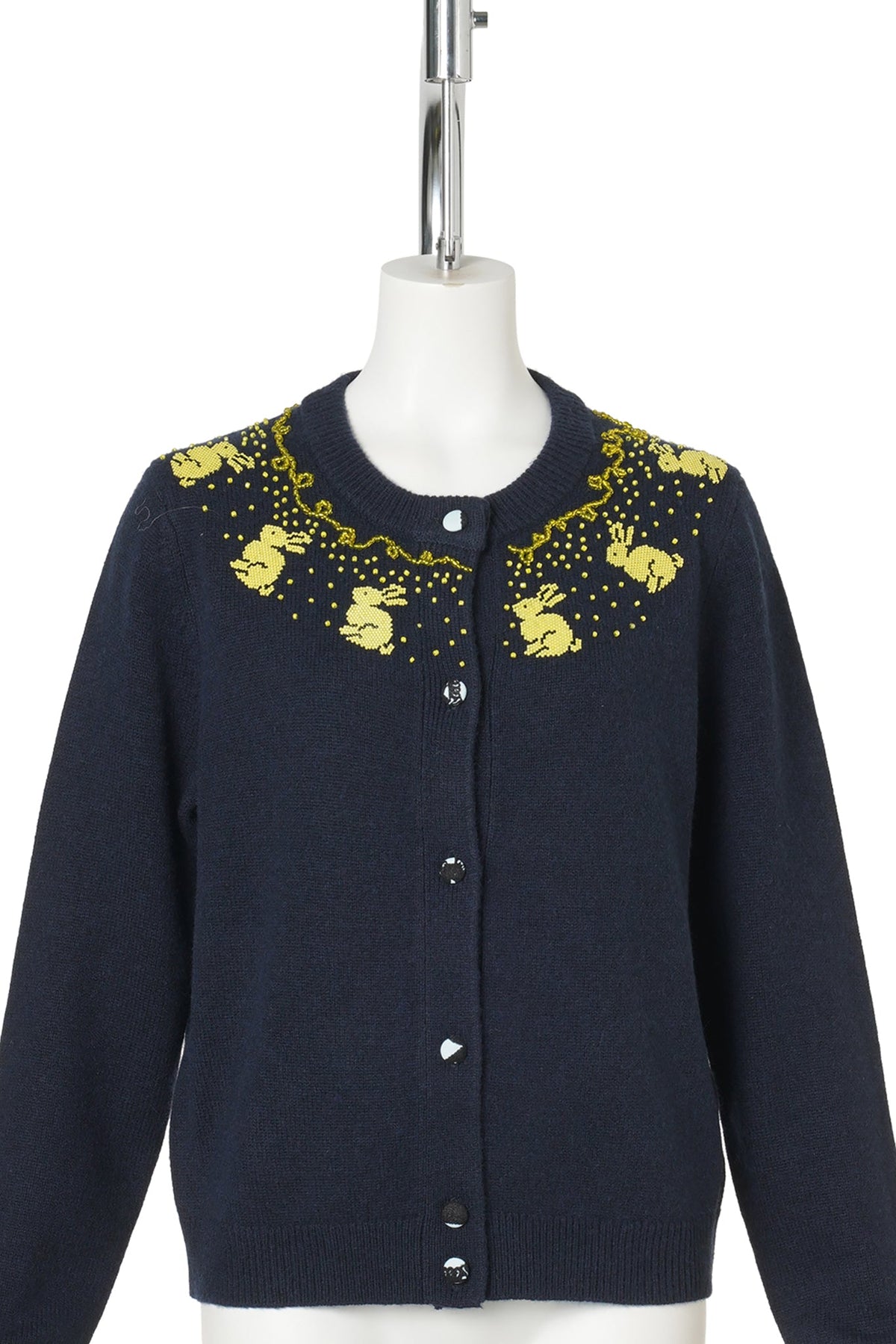 RABBIT BEADED CARDIGAN / MIDNIGHT NAVY/BUTTER