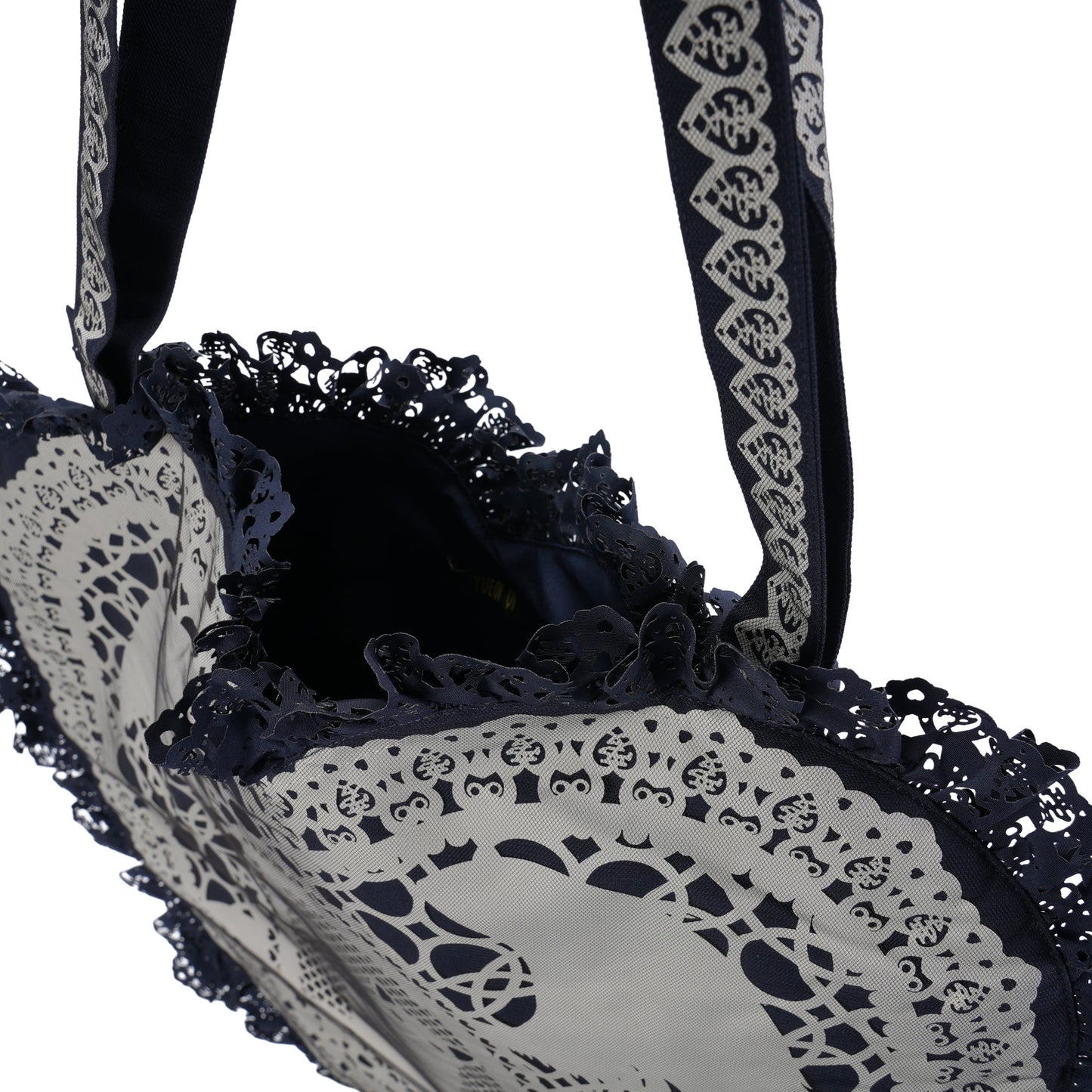 LACE HEART SATCHEL / NAVY/WHITE