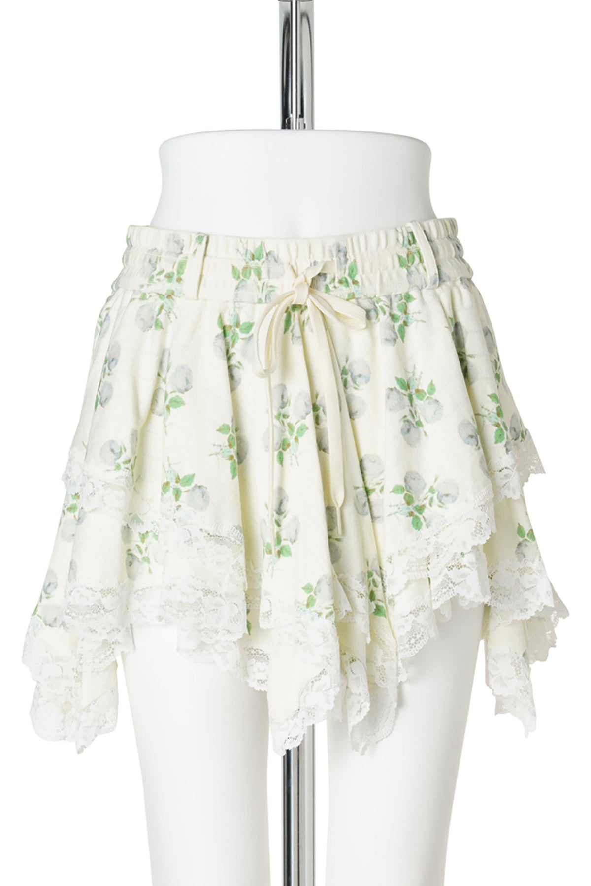 RETRO ROSE LAYERED MINI SKIRT / IVORY ROSE PRINT