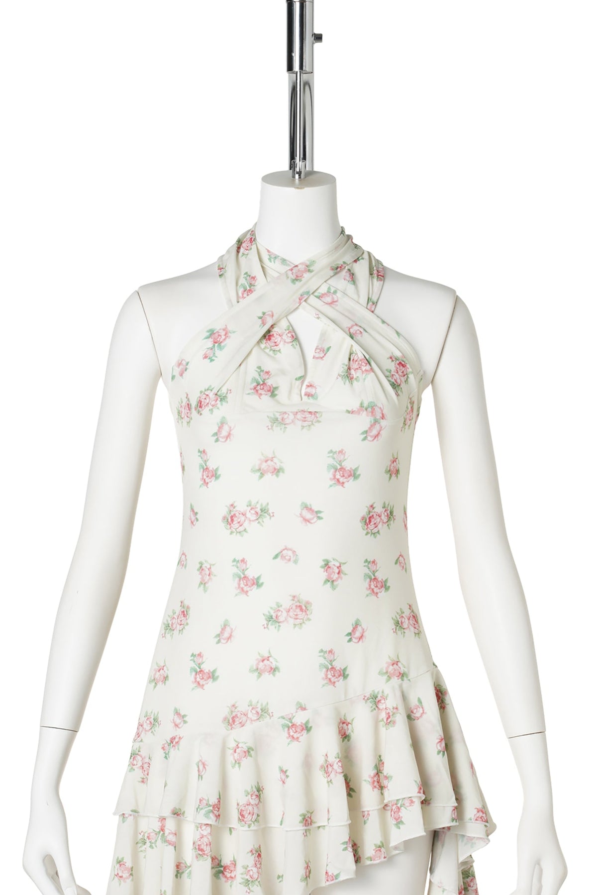 ROSE PRINT RUFFLE DRESS / YELLOW ROSE PRINT