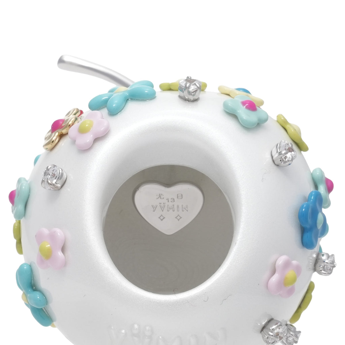 FLOWER GEMSTONE APPLE RING / PINK