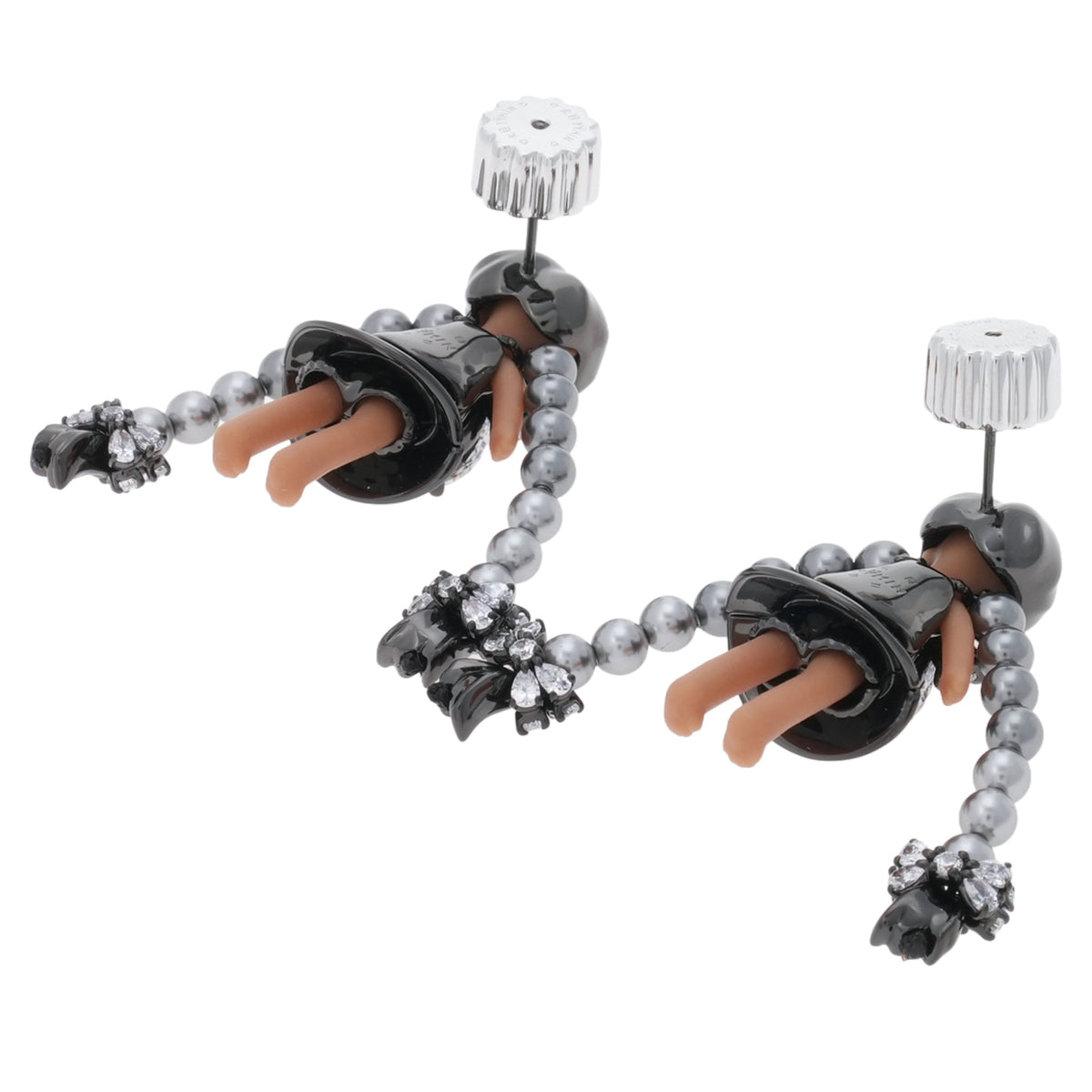 MIDDLE GIRL PEARL TASSEL EARRING / BLACK