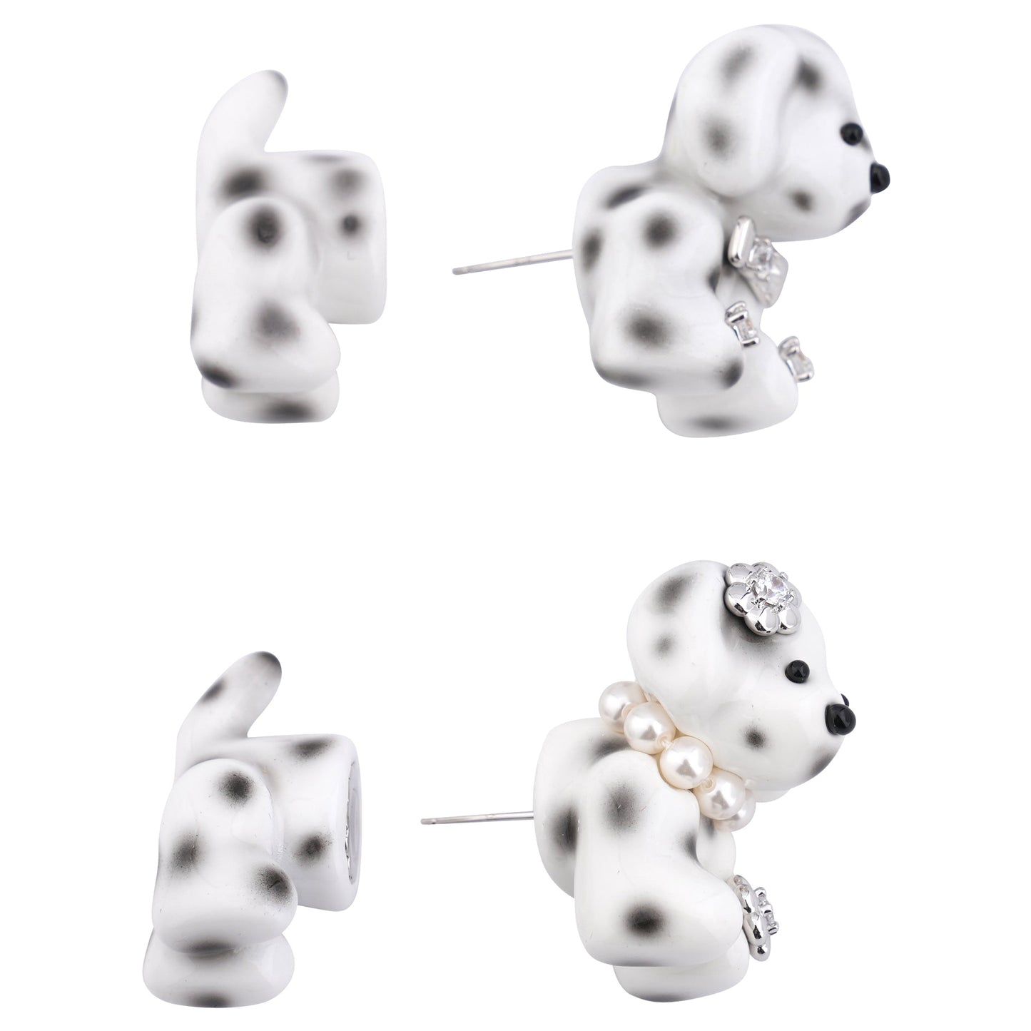 SPLIT PUPPY EARRING / WHITE