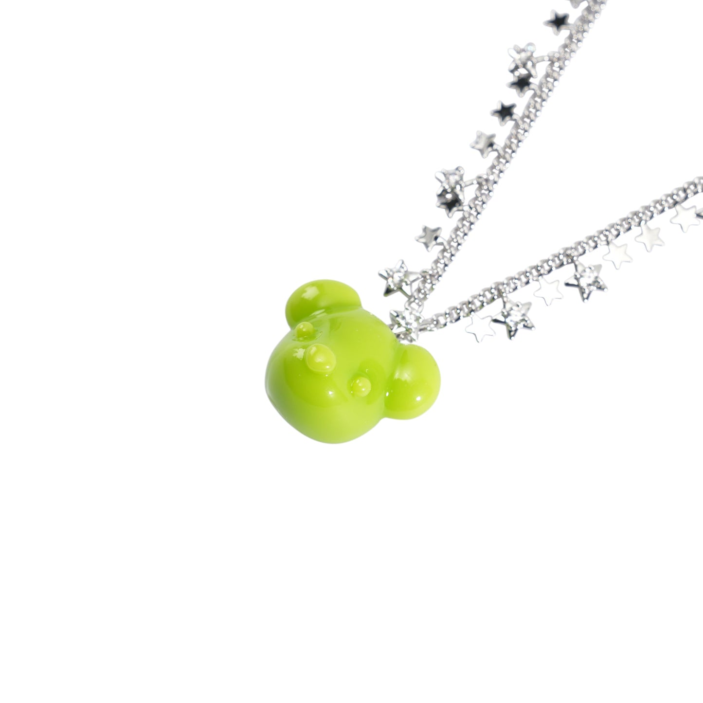 GRAPE BEAR HEAD SHORT NECKLACE / GREEN