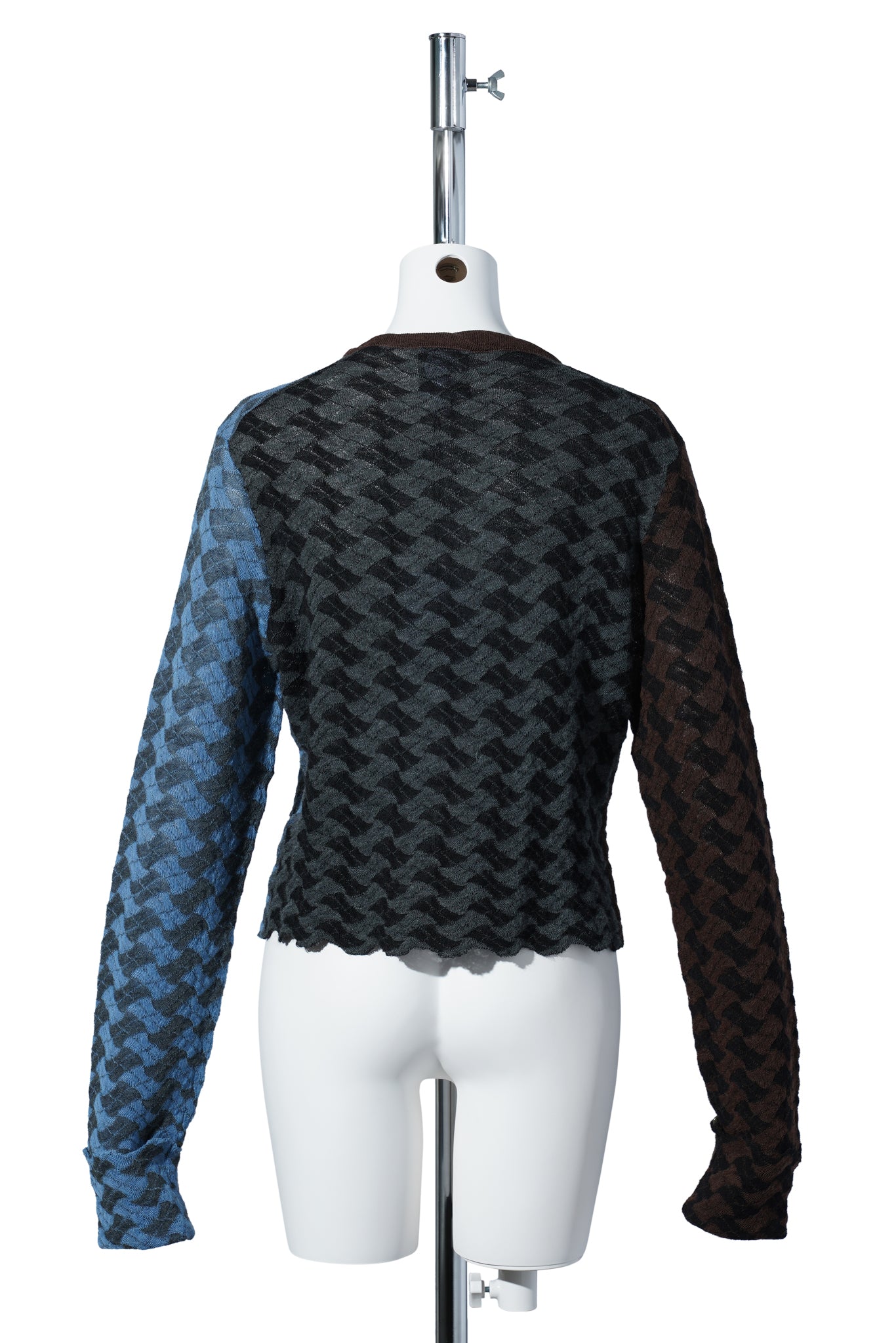 BASKET FLIPPING CROP CARDIGAN / BROWN/BLUE