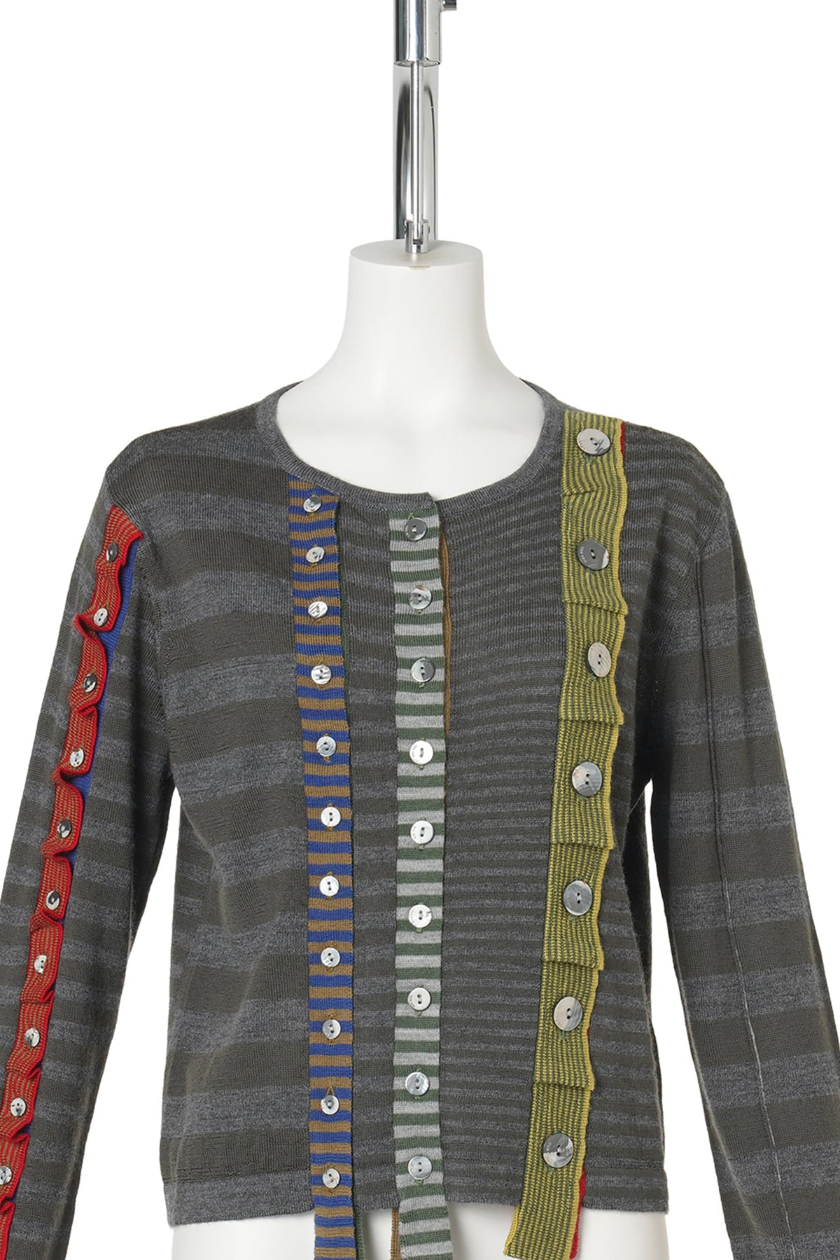 MISMATCH MULTI PLACKET CARDIGAN / GREY MULTI