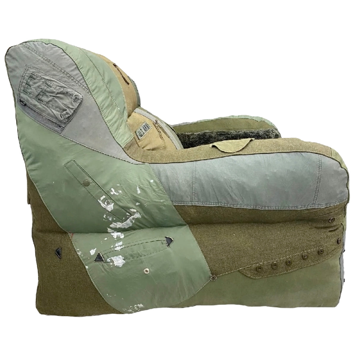 VINTAGE MILITARY LOUNGE CHAIR , 2022 / RECYCLED TEXTILES