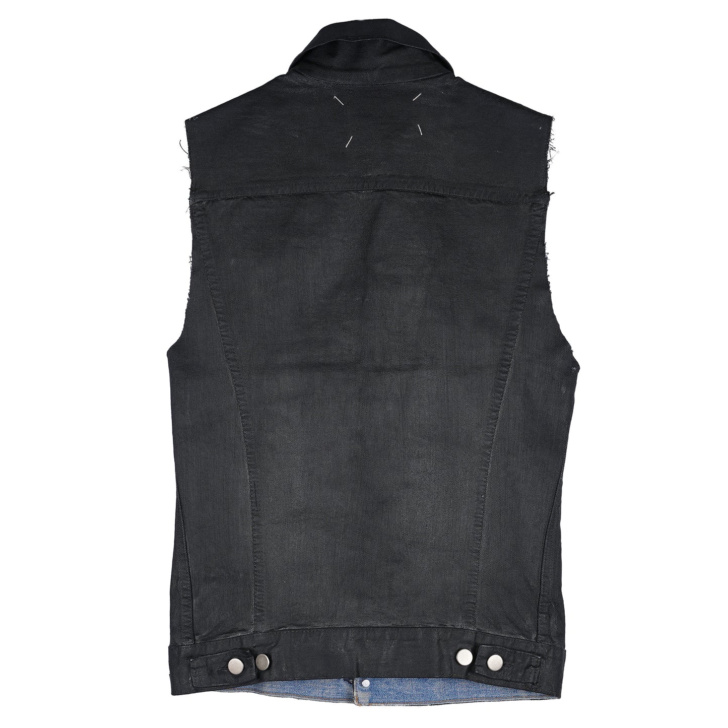 ARTISANAL PAINT SLEEVELESS DENIM JACKET / BLACK