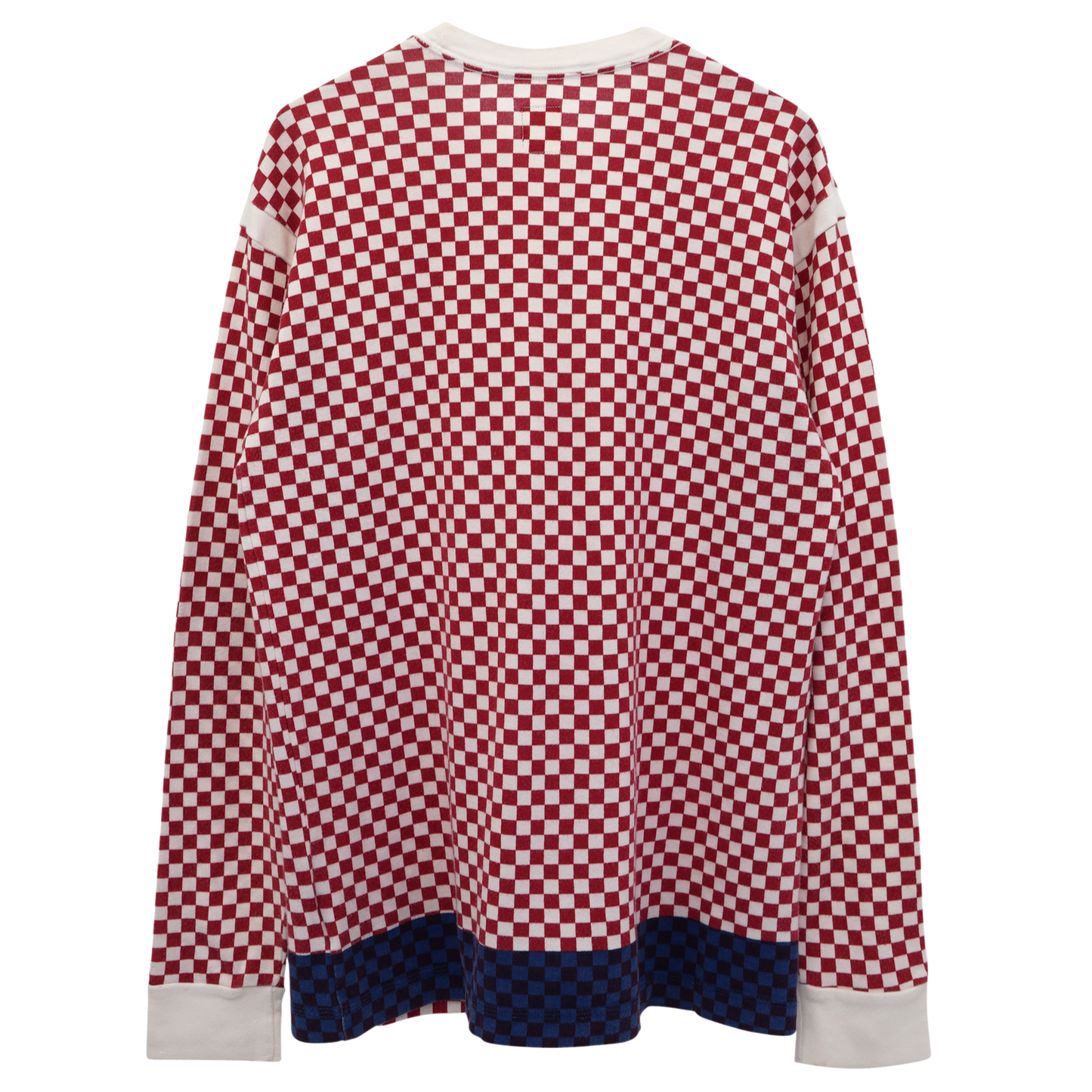 CHECKERBOARD LONG SLEEVE T-SHIRT / WHITE&RED