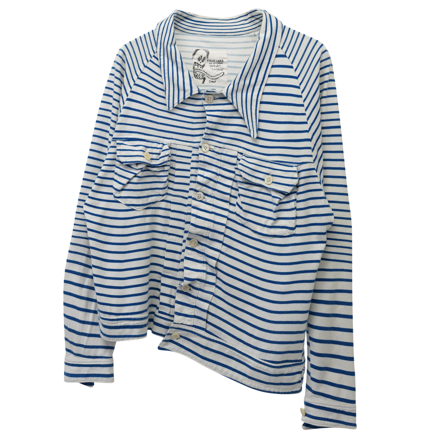 ASYMMETRY STRIPE BLOUSON / WHITE&BLUE