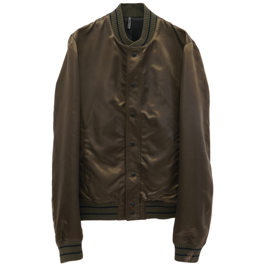 SATIN BASEBALL JACKET / BROWN