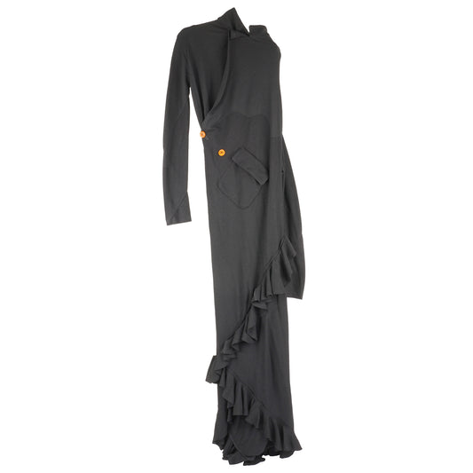 ASYMMETRY DRESS COAT / BLACK