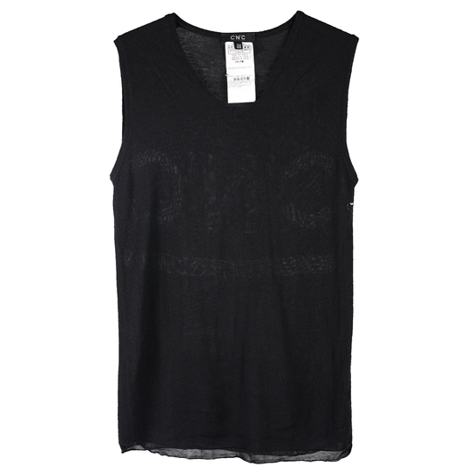 LOGO SLEEVELESS SWEATER / BLACK