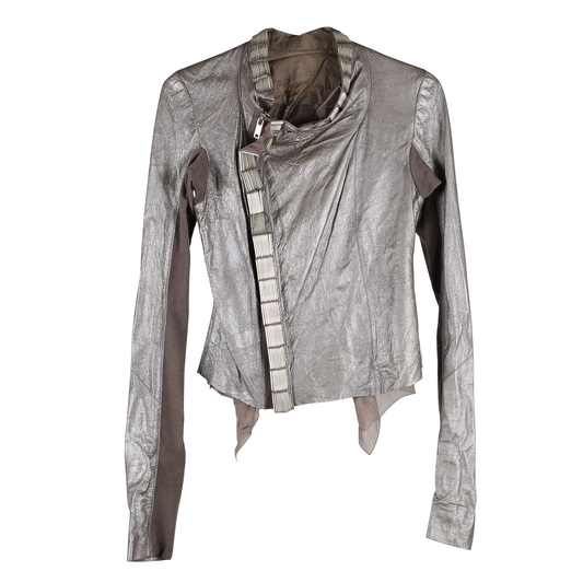 BEADED LEATHER JACKET / SILVER