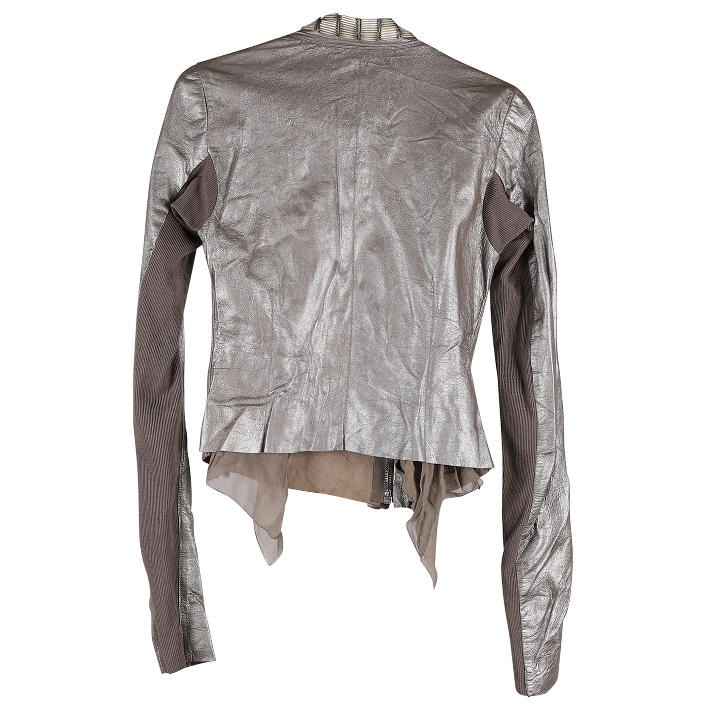 BEADED LEATHER JACKET / SILVER