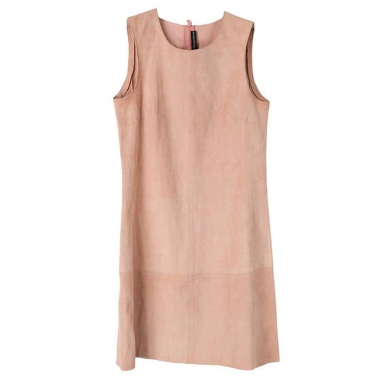 LEATHER SLEEVELESS DRESS / SALMON PINK