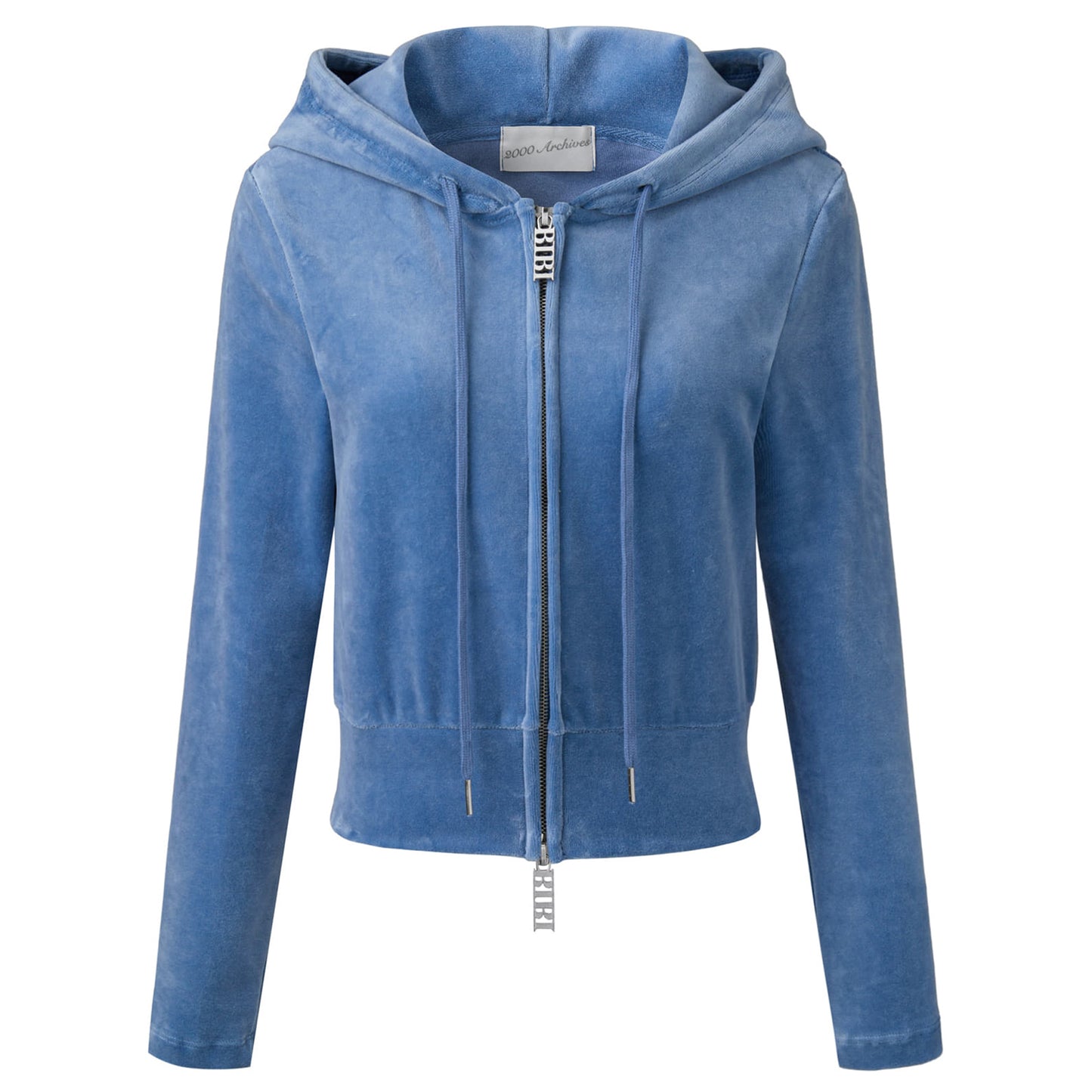 VELOUR TRACK HOODIE ZIP UP / SKY BLUE