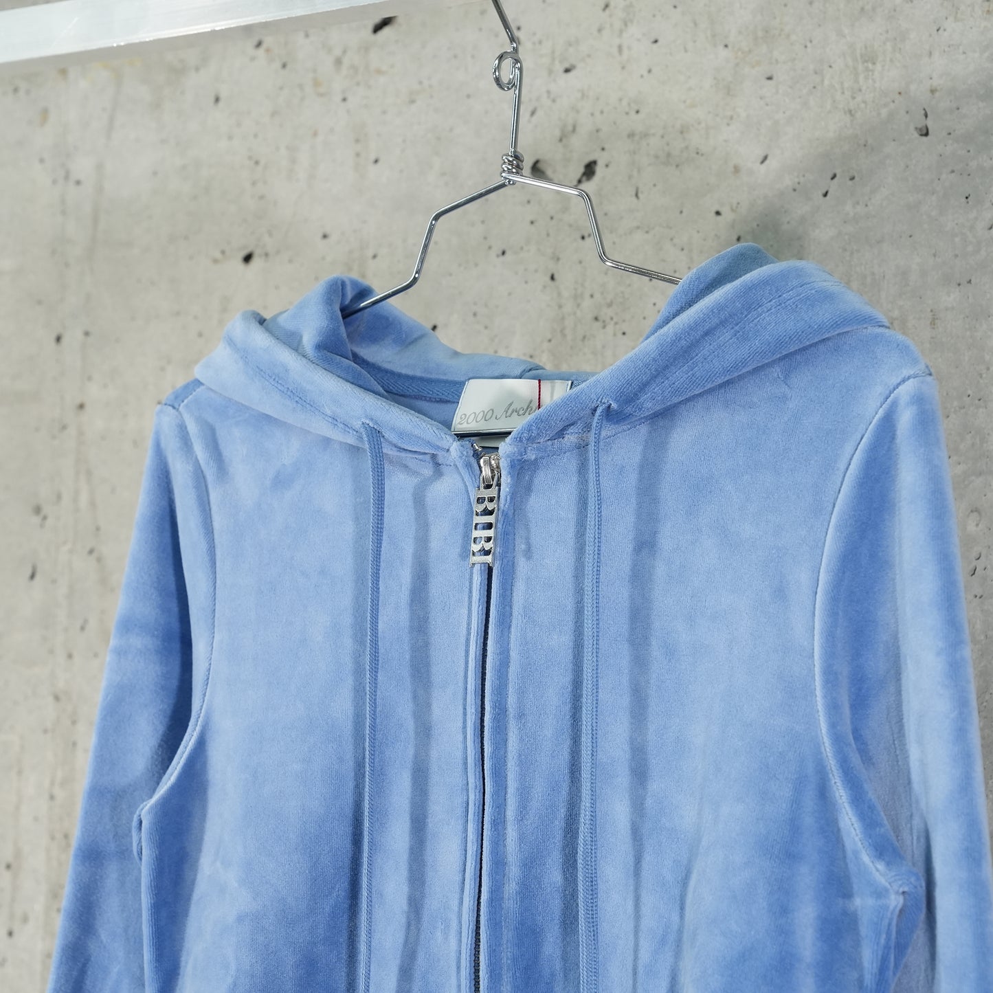 VELOUR TRACK HOODIE ZIP UP / SKY BLUE