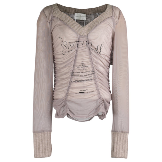 F1 SHIRRING MESH TOP / COCOA