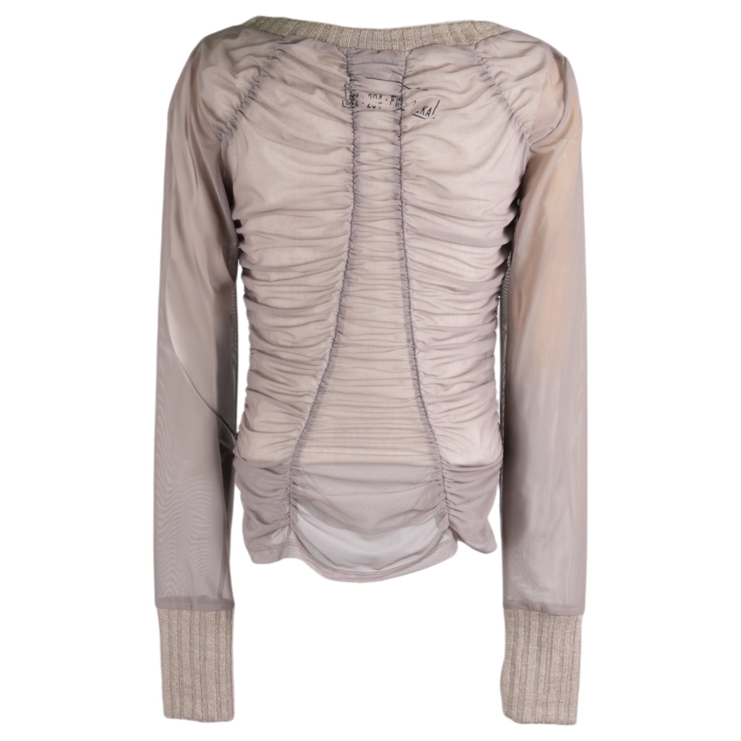 F1 SHIRRING MESH TOP / COCOA