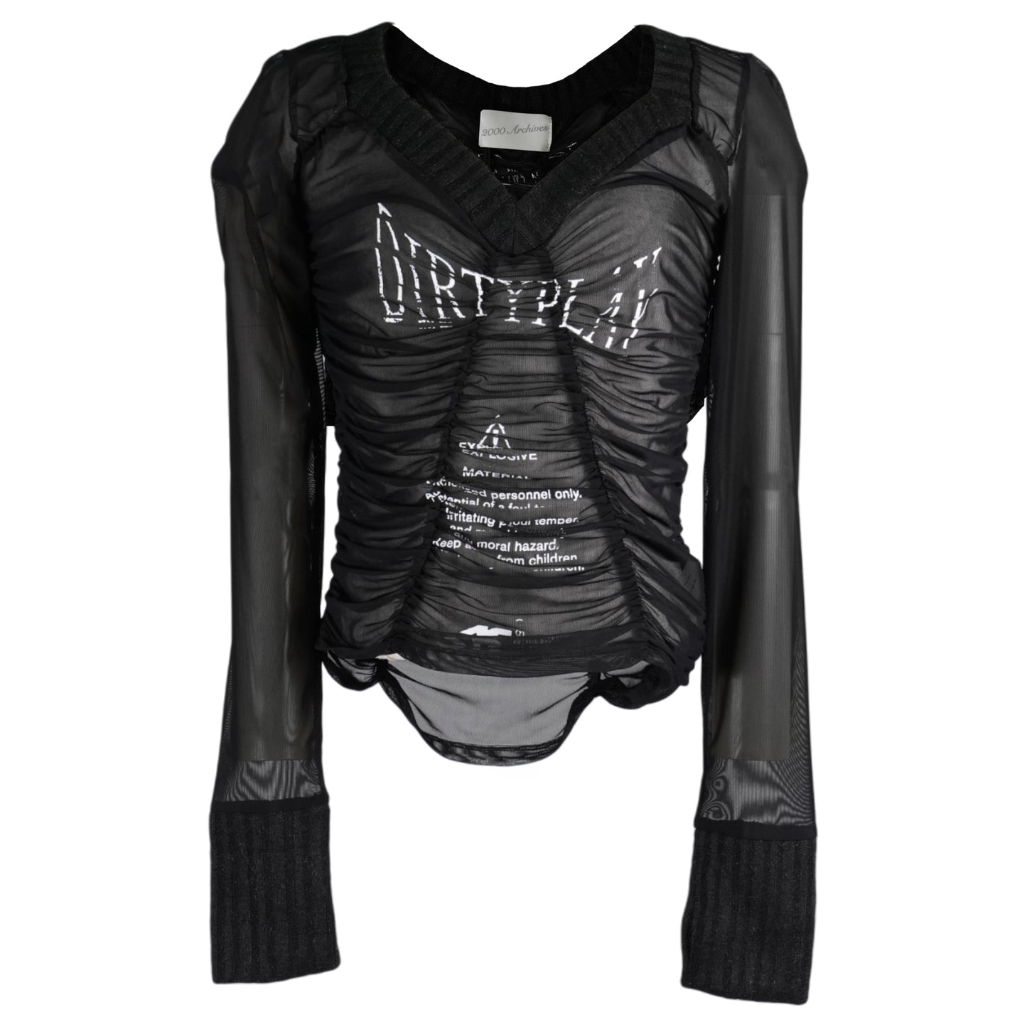 F1 SHIRRING MESH TOP / BLACK