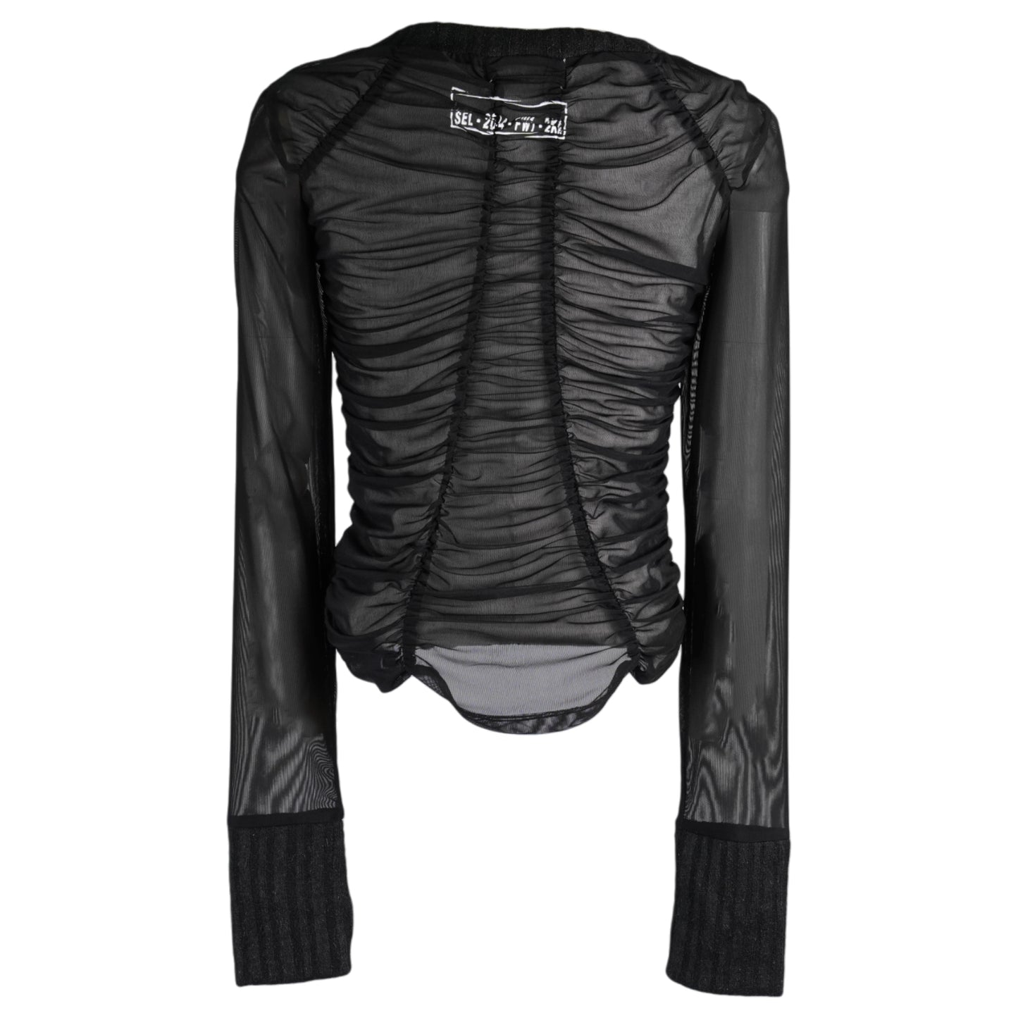 F1 SHIRRING MESH TOP / BLACK