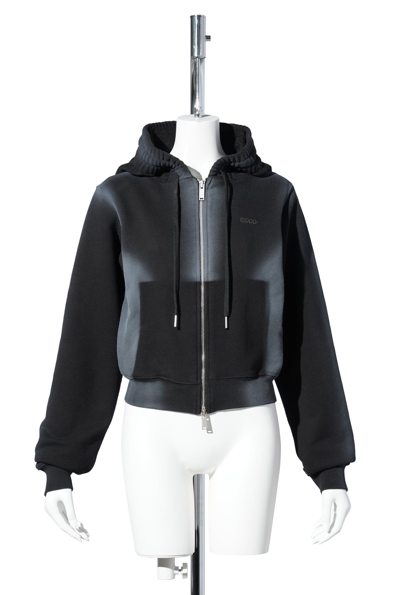 MOSS WASHED HOODIE ZIP UP / BLACK