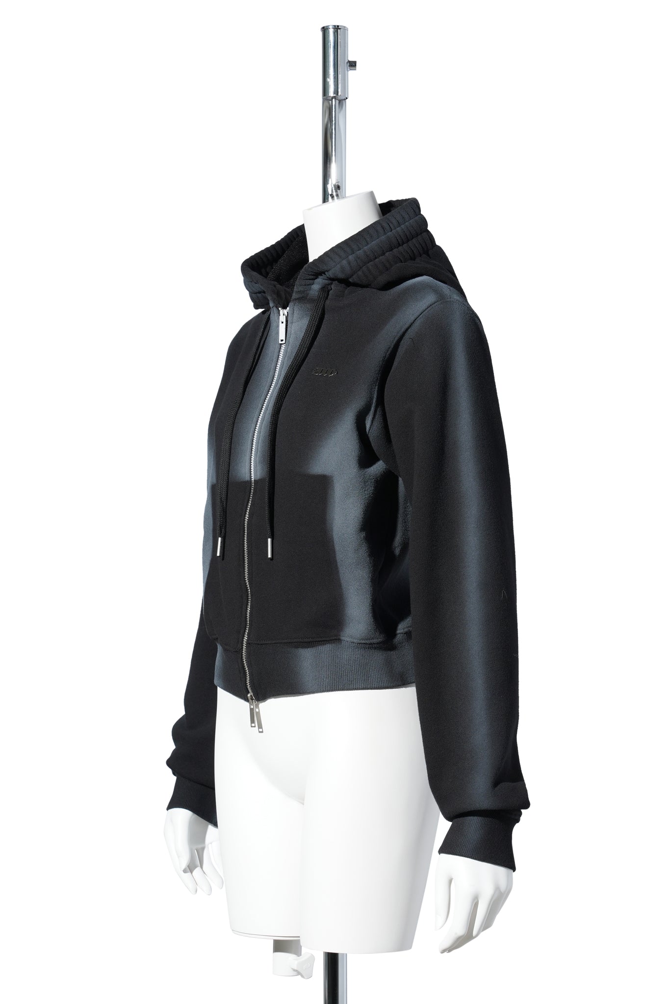 MOSS WASHED HOODIE ZIP UP / BLACK